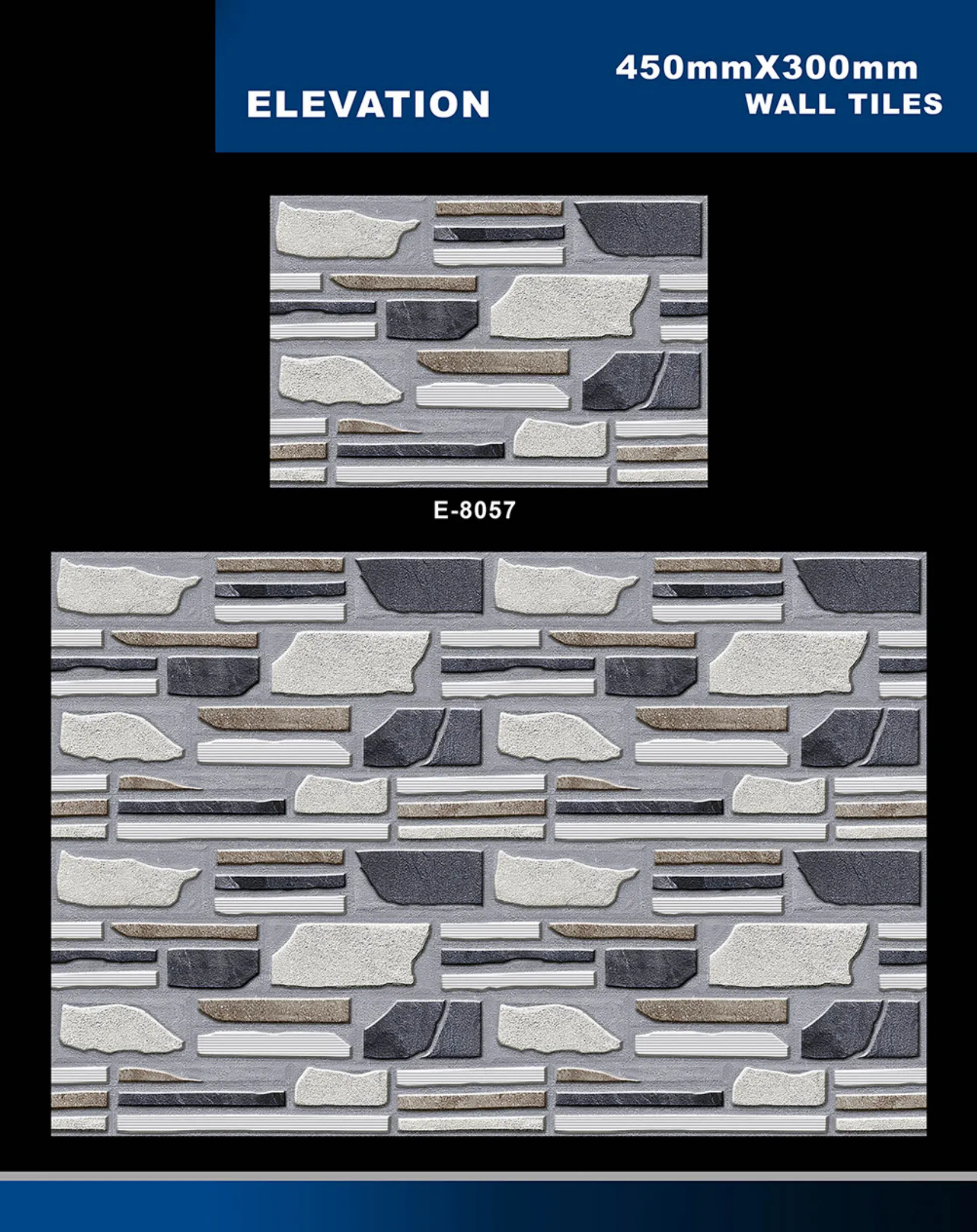 12 X 18 Elevation E 7028 To E 9059 - Design 57 - 300x450mm Elevation