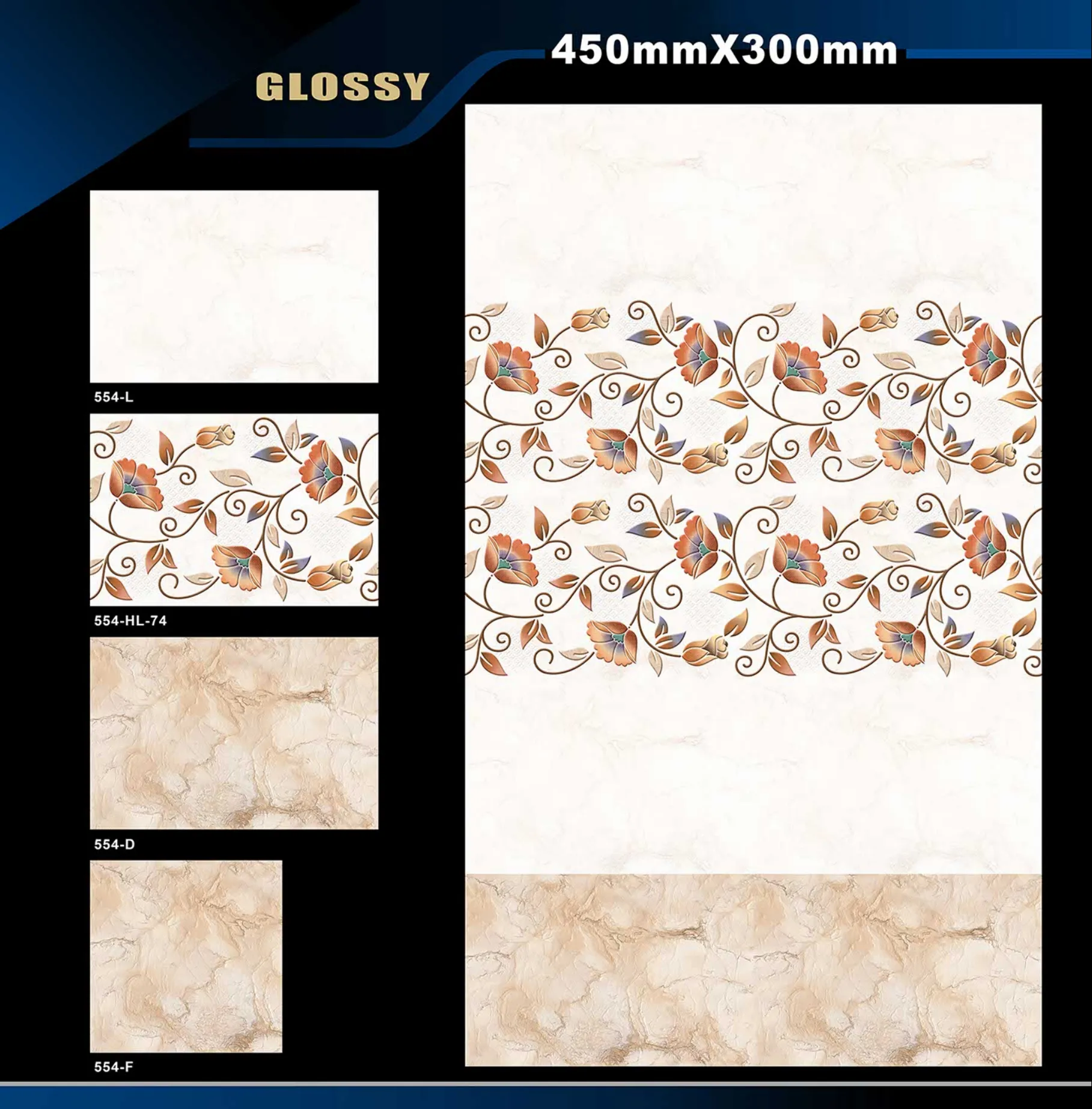 12 X 18 Glossy 527 To 577 - Design 54 - 300x450mm Glossy