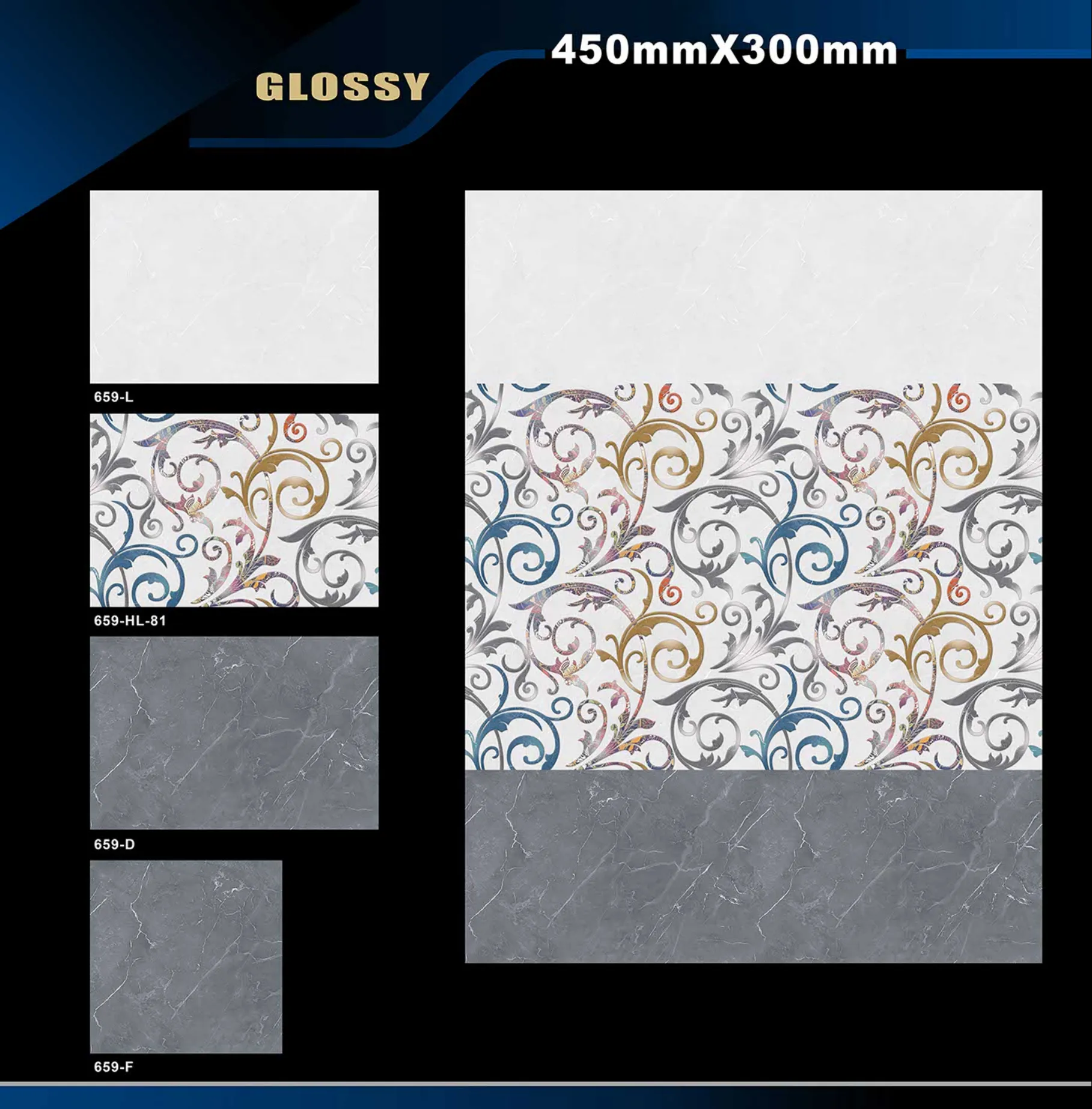12 X 18 Glossy 578 To 662 - Design 65 - 300x450mm Glossy