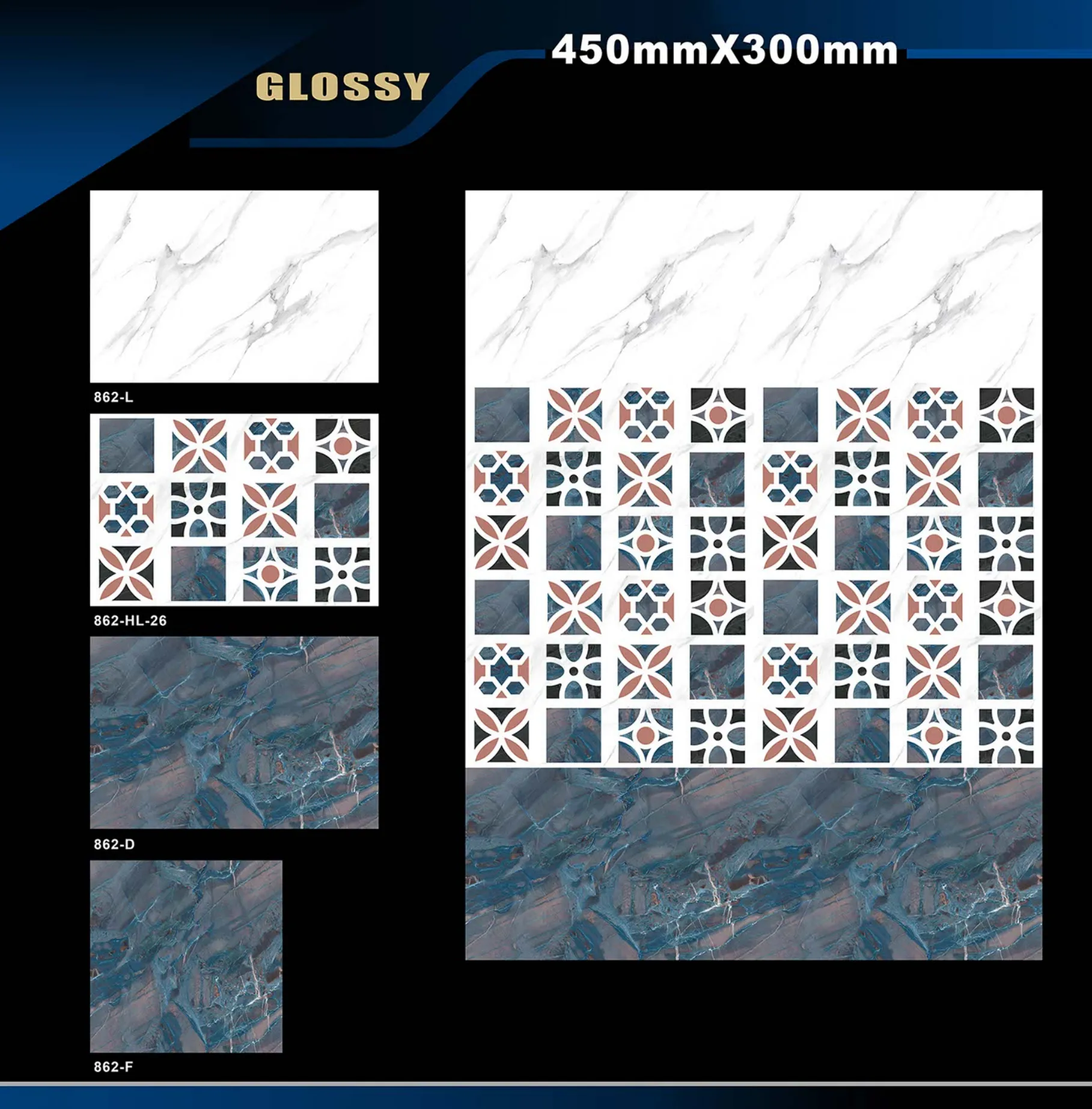12 X 18 Glossy 829 To 898 - Design 39 - 300x450mm Glossy