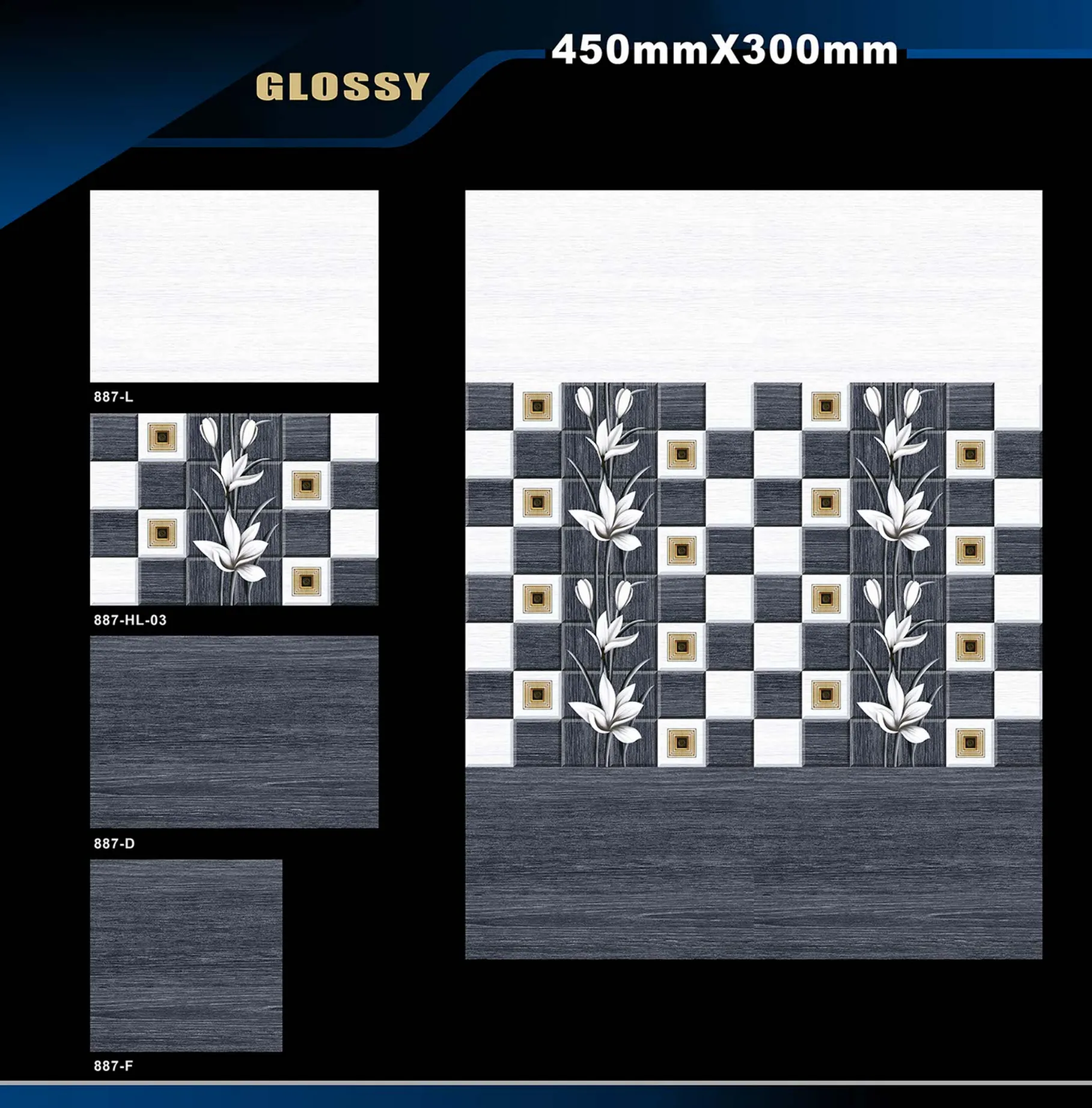 12 X 18 Glossy 829 To 898 - Design 64 - 300x450mm Glossy