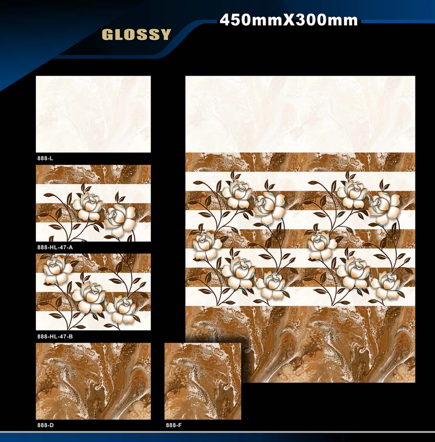 12 X 18 Glossy 829 To 898 - Design 65 - 300x450mm Glossy