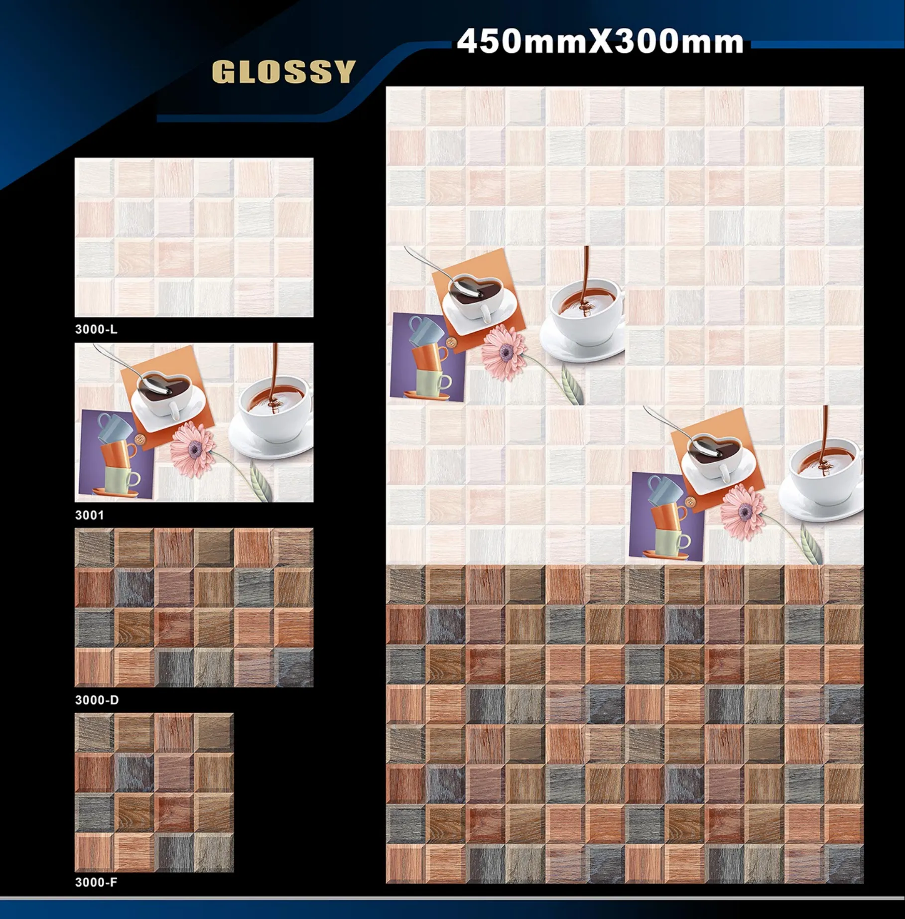12 X 18 Kitchen 1001 To 24000 - Design 4 - 300x450mm Glossy