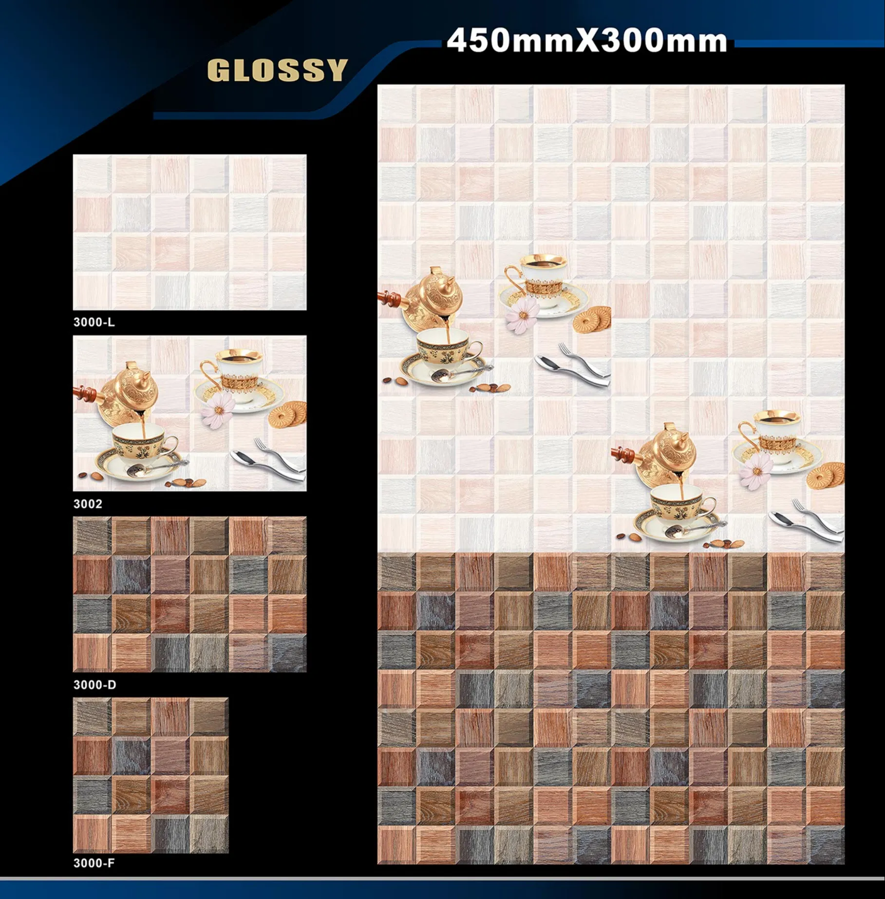 12 X 18 Kitchen 1001 To 24000 - Design 5 - 300x450mm Glossy