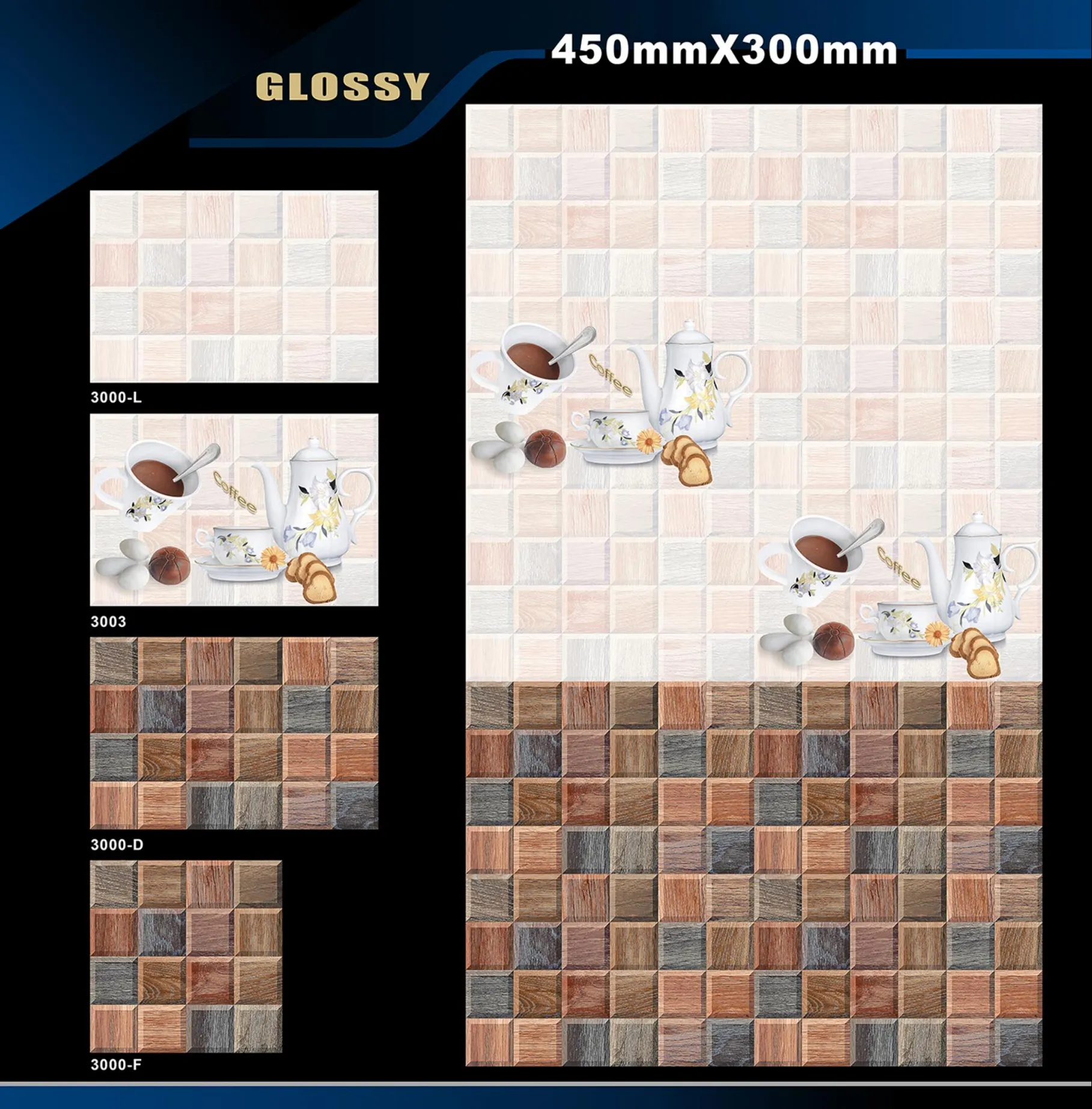 12 X 18 Kitchen 1001 To 24000 - Design 6 - 300x450mm Glossy