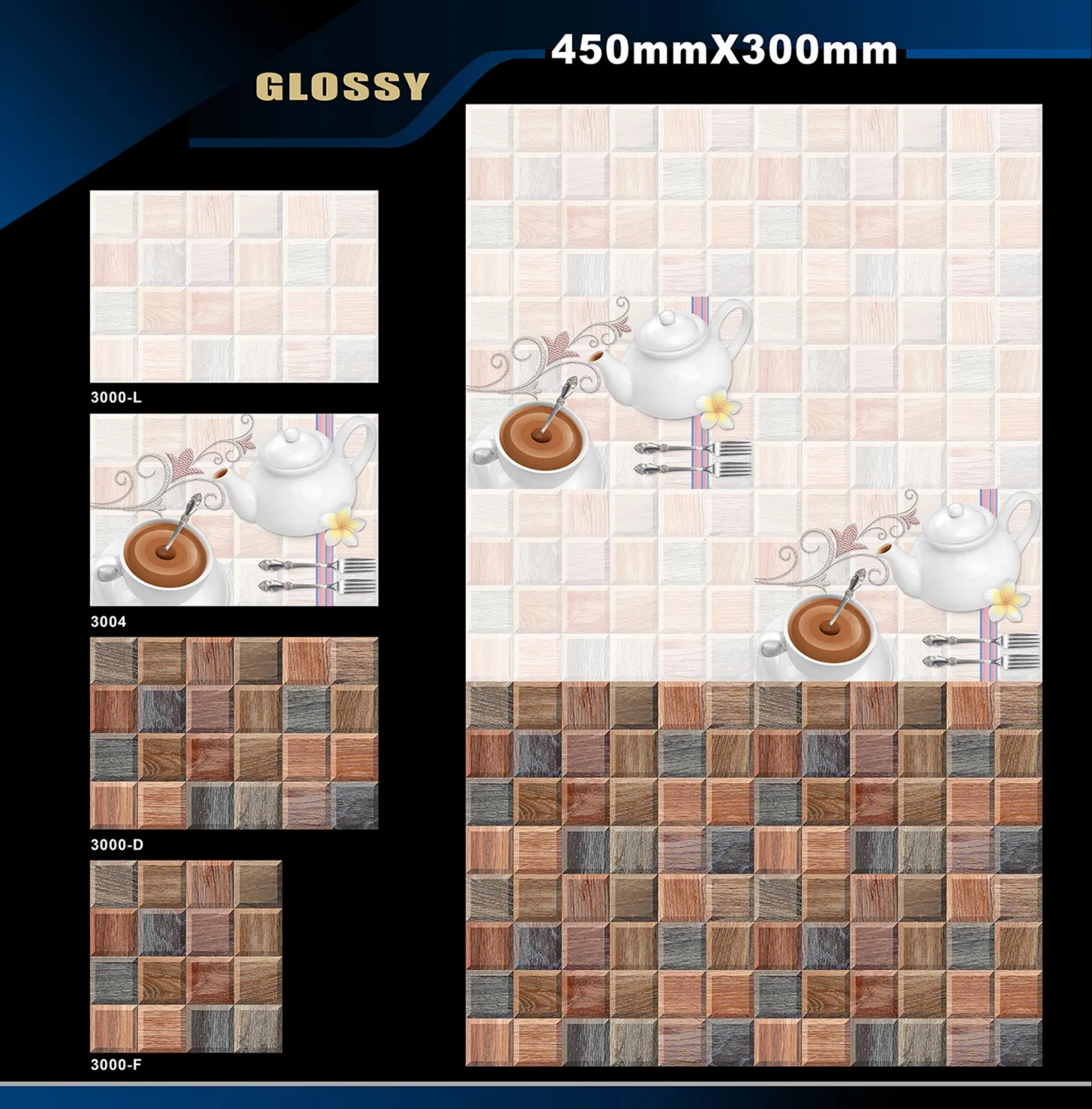 12 X 18 Kitchen 1001 To 24000 - Design 7 - 300x450mm Glossy