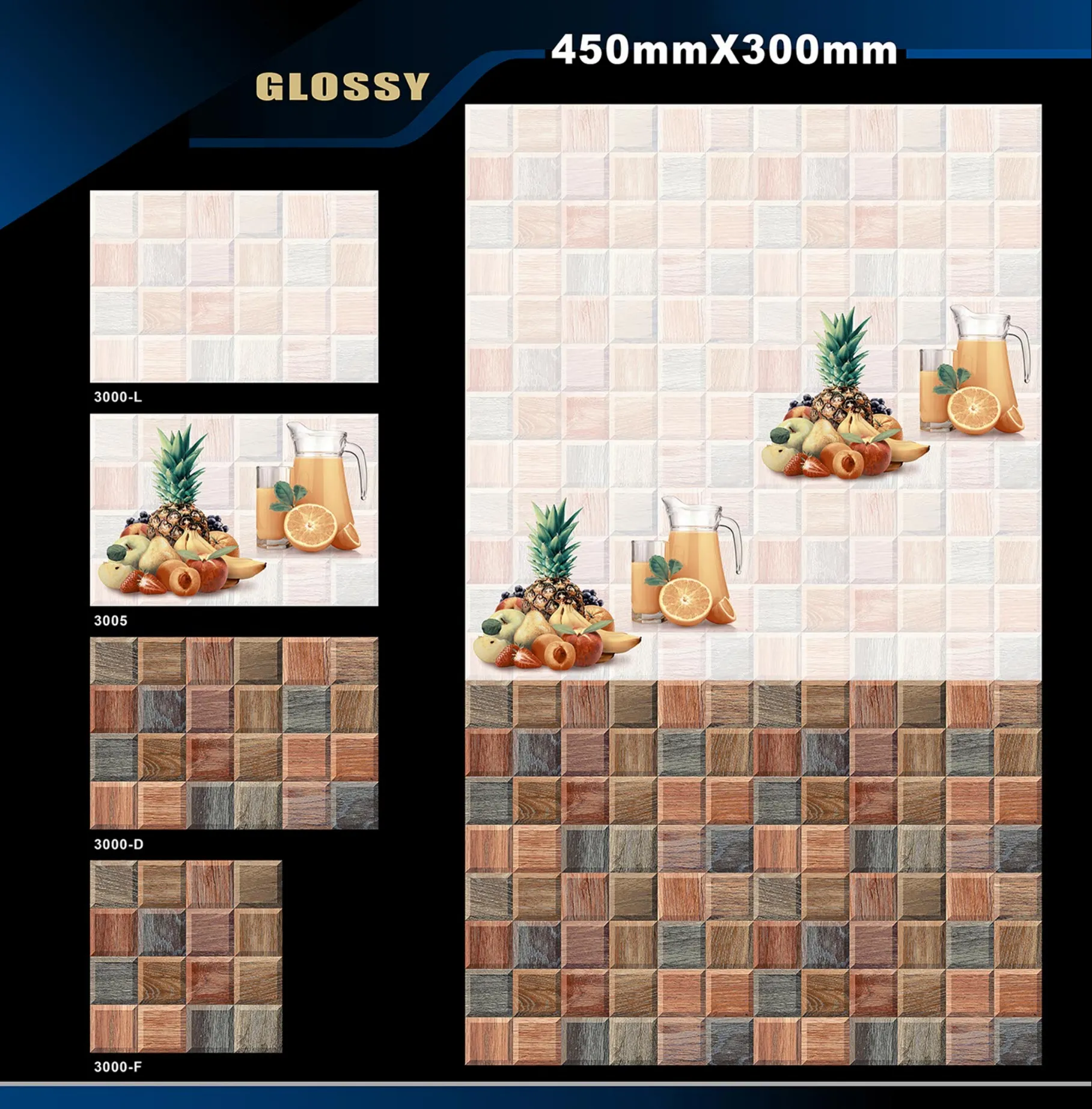 12 X 18 Kitchen 1001 To 24000 - Design 8 - 300x450mm Glossy