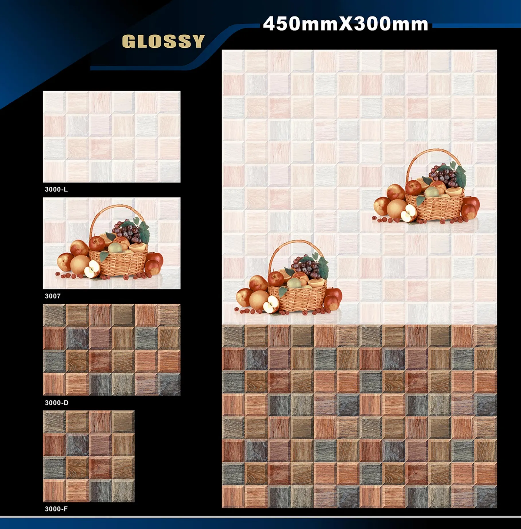 12 X 18 Kitchen 1001 To 24000 - Design 10 - 300x450mm Glossy