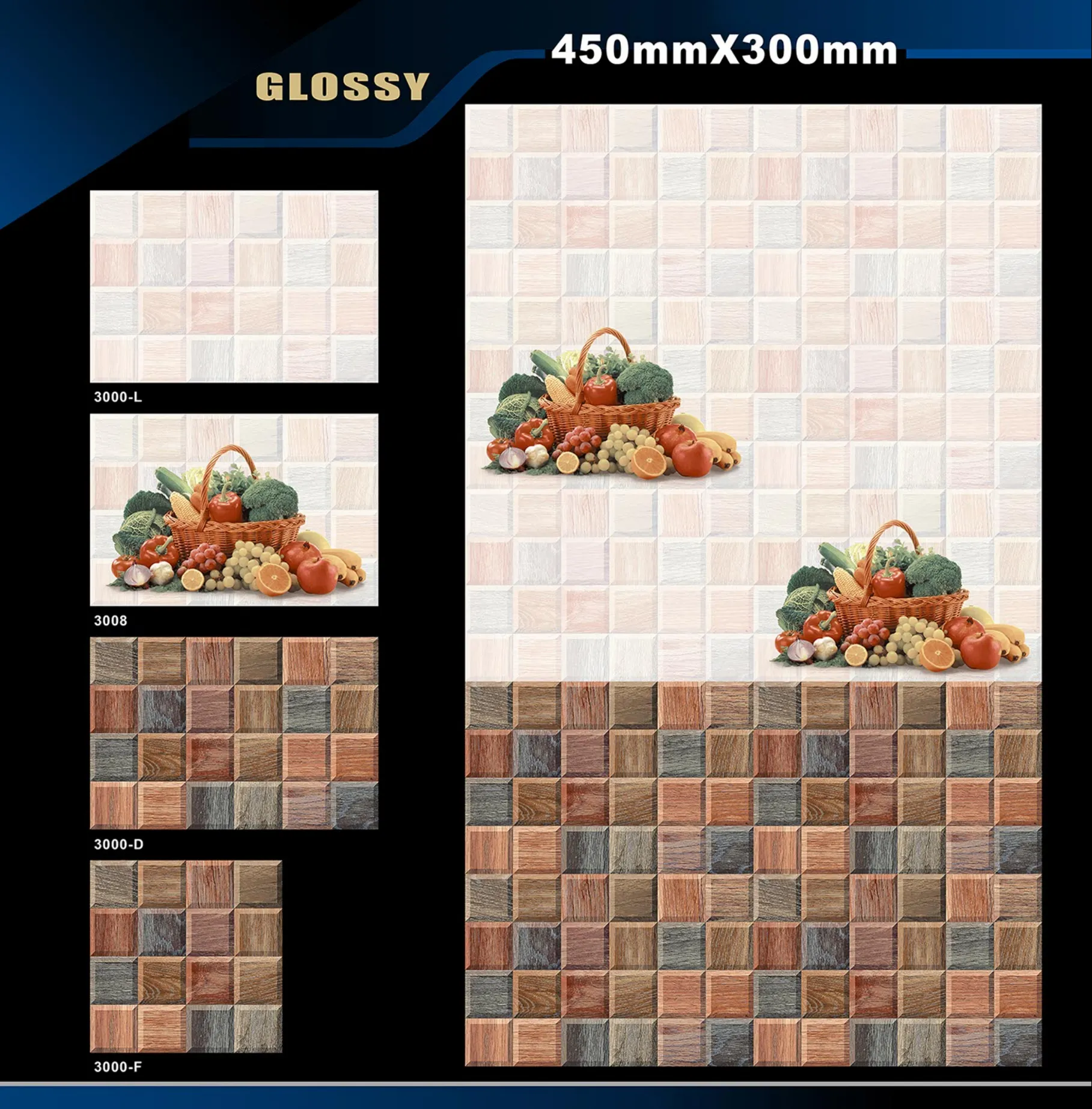 12 X 18 Kitchen 1001 To 24000 - Design 11 - 300x450mm Glossy