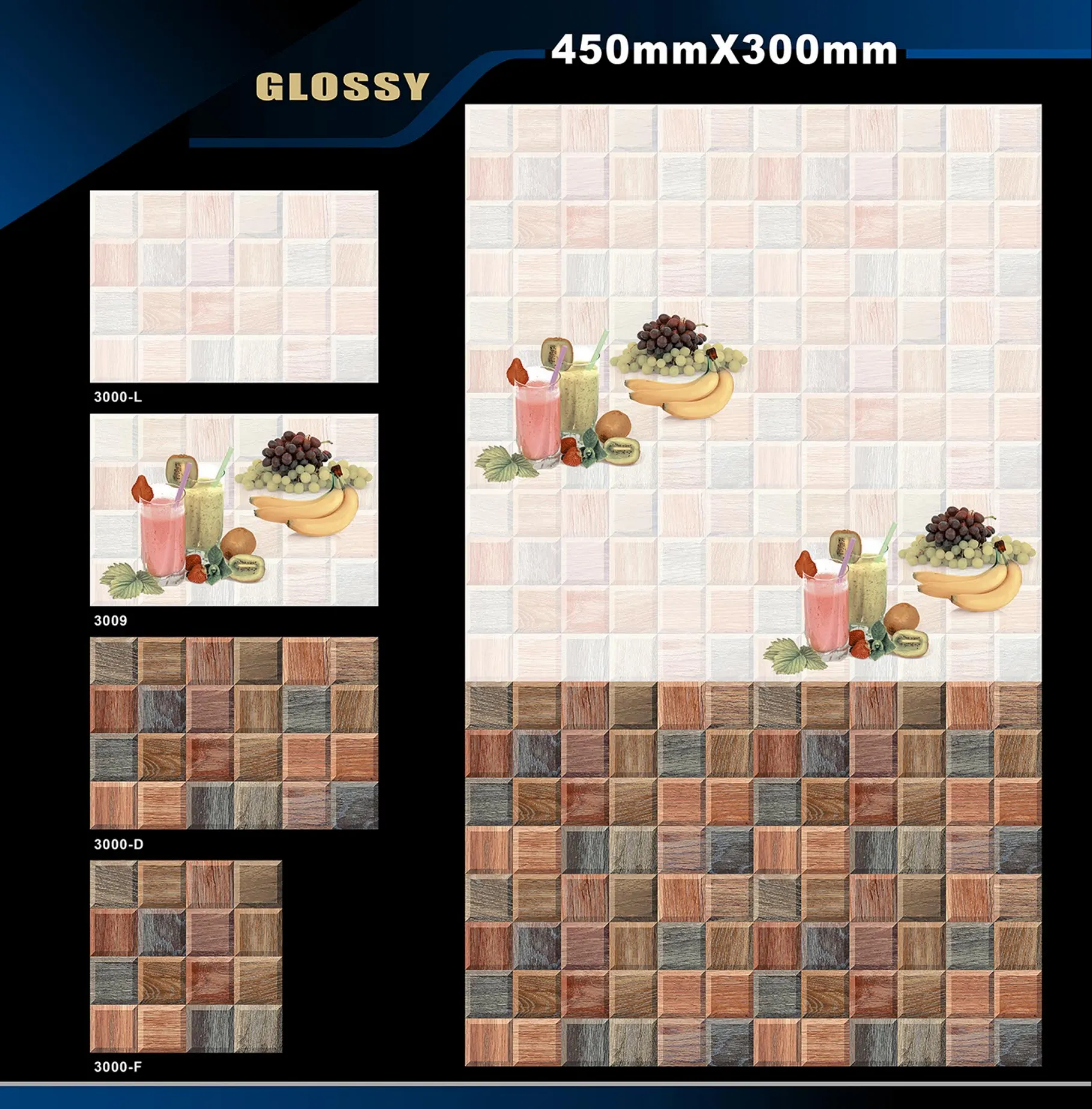12 X 18 Kitchen 1001 To 24000 - Design 12 - 300x450mm Glossy