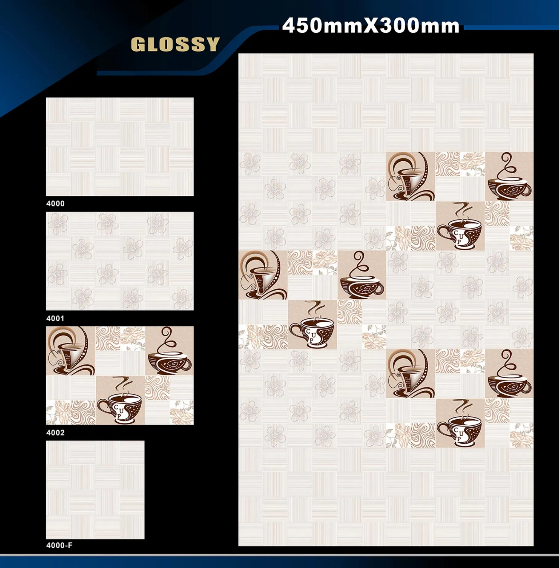 12 X 18 Kitchen 1001 To 24000 - Design 13 - 300x450mm Glossy