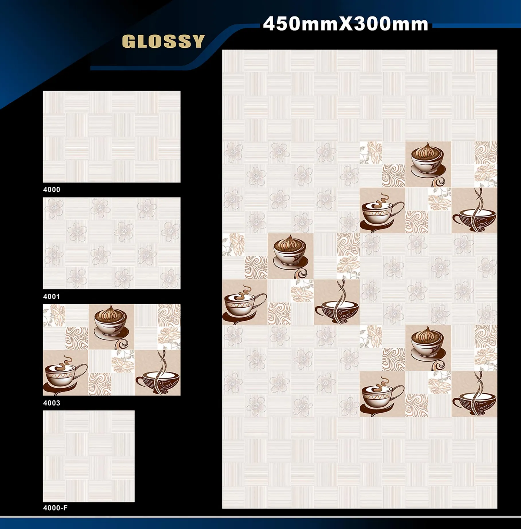 12 X 18 Kitchen 1001 To 24000 - Design 14 - 300x450mm Glossy