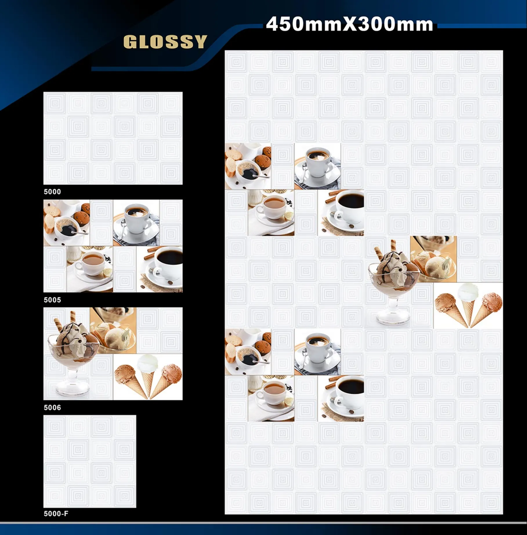 12 X 18 Kitchen 1001 To 24000 - Design 17 - 300x450mm Glossy