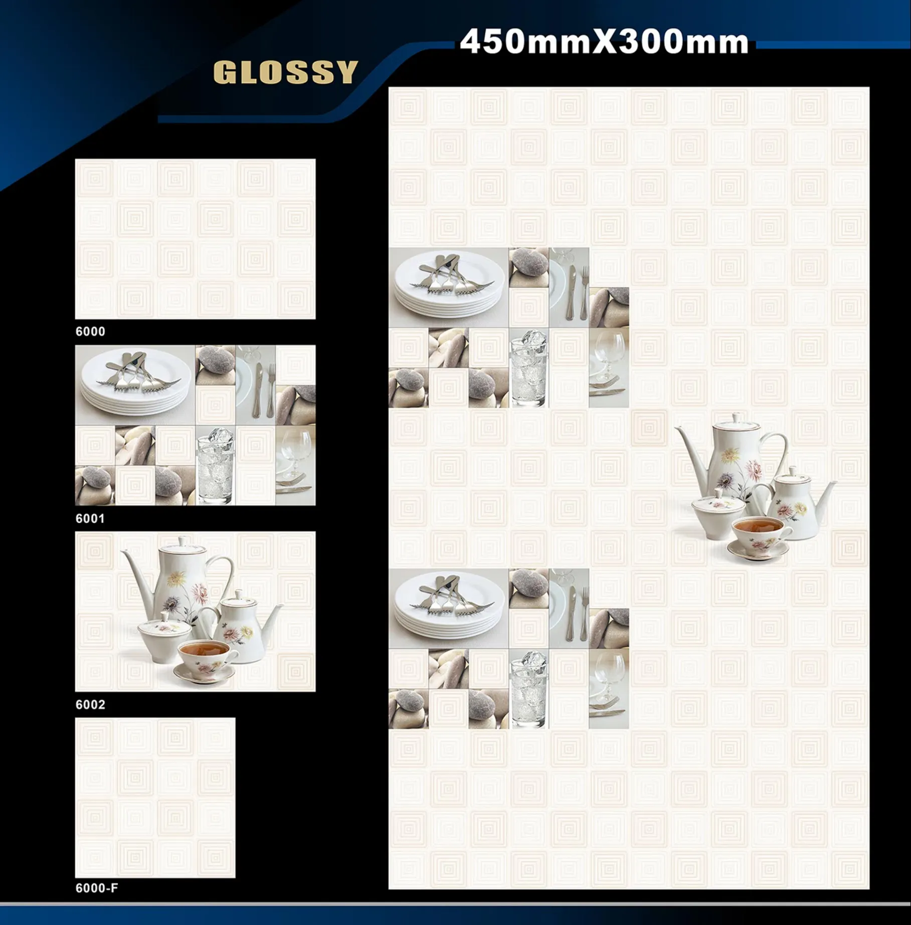 12 X 18 Kitchen 1001 To 24000 - Design 18 - 300x450mm Glossy