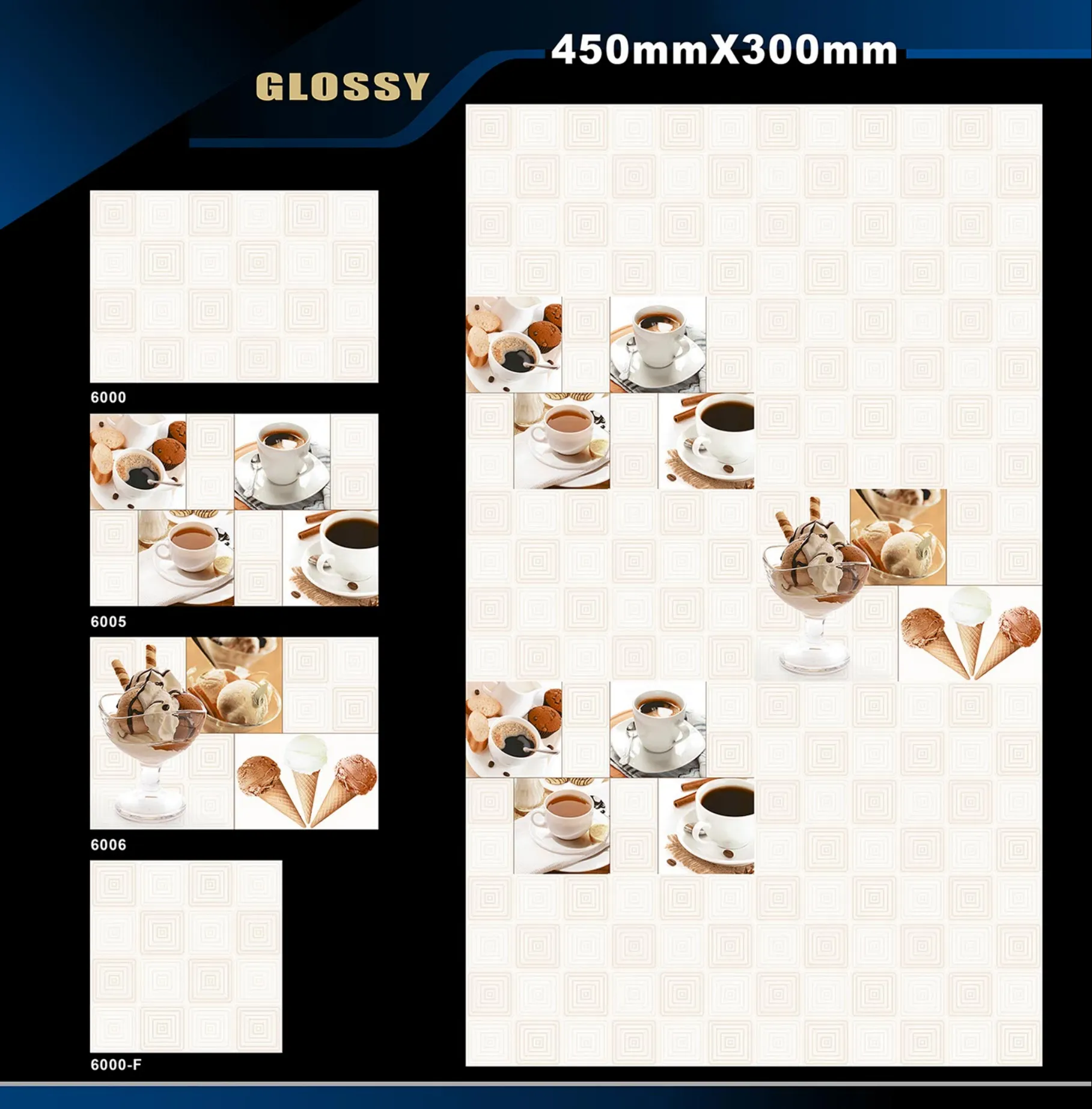 12 X 18 Kitchen 1001 To 24000 - Design 20 - 300x450mm Glossy