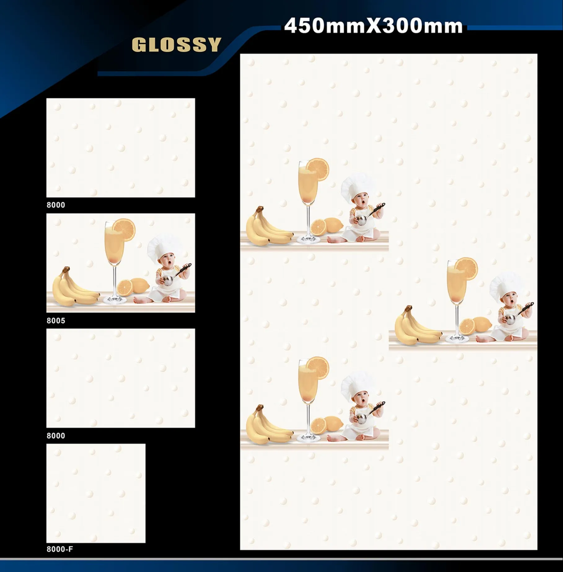 12 X 18 Kitchen 1001 To 24000 - Design 26 - 300x450mm Glossy
