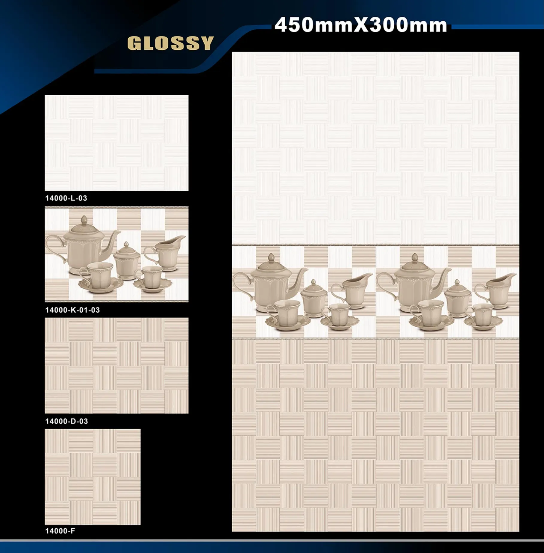 12 X 18 Kitchen 1001 To 24000 - Design 33 - 300x450mm Glossy