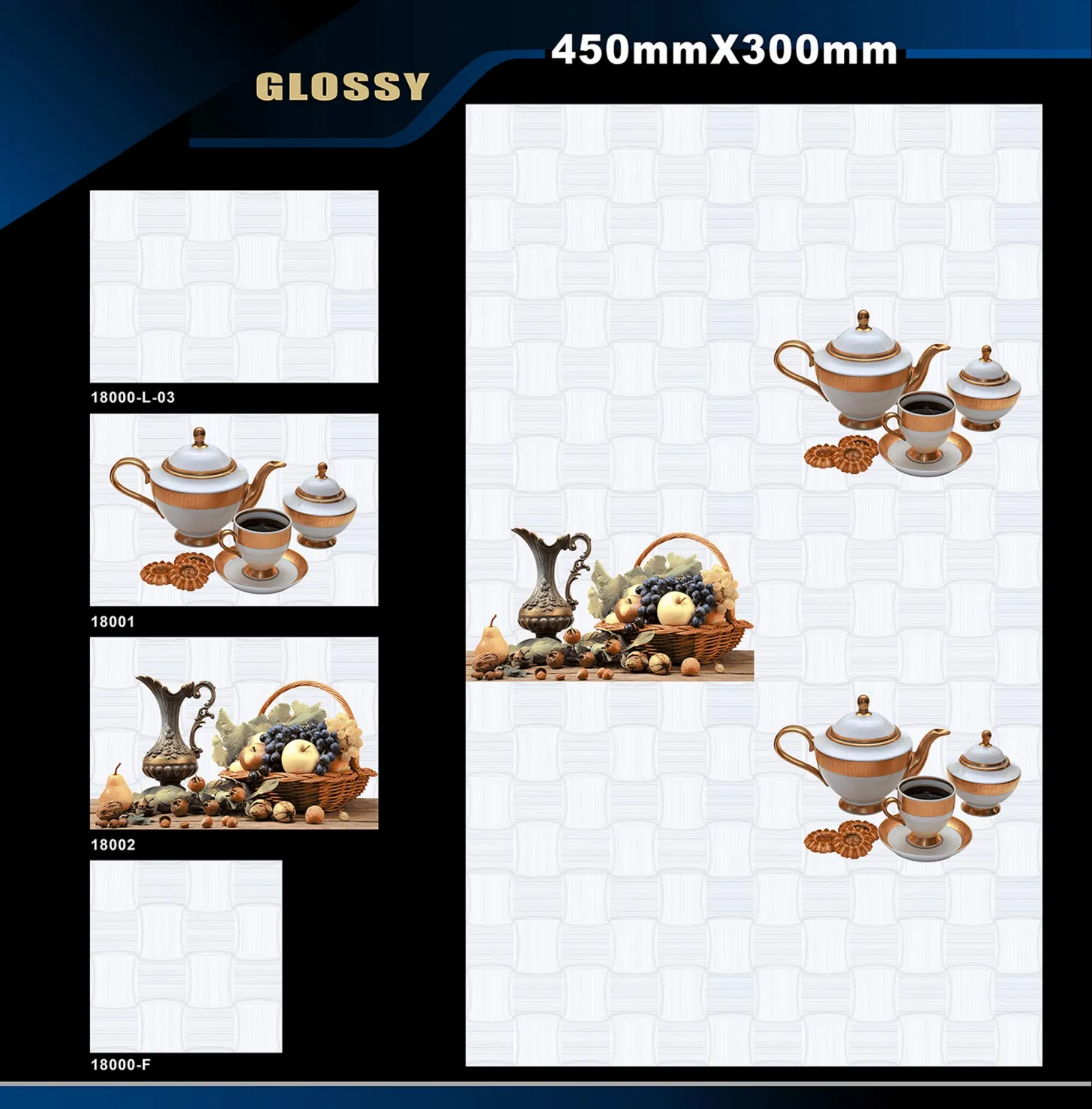 12 X 18 Kitchen 1001 To 24000 - Design 39 - 300x450mm Glossy
