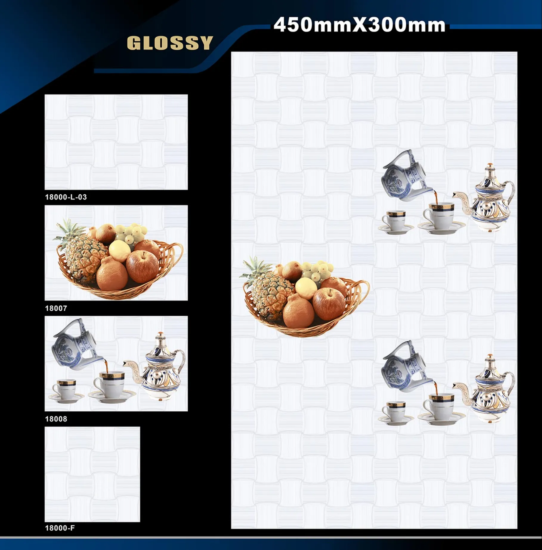 12 X 18 Kitchen 1001 To 24000 - Design 42 - 300x450mm Glossy