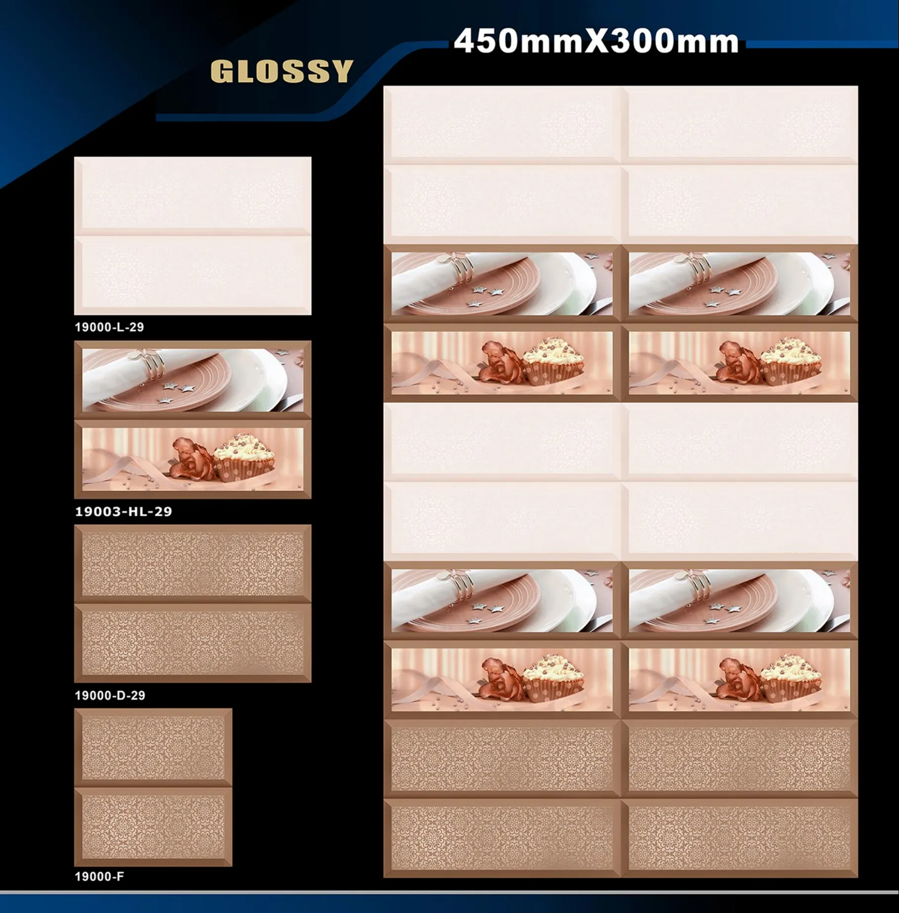 12 X 18 Kitchen 1001 To 24000 - Design 46 - 300x450mm Glossy