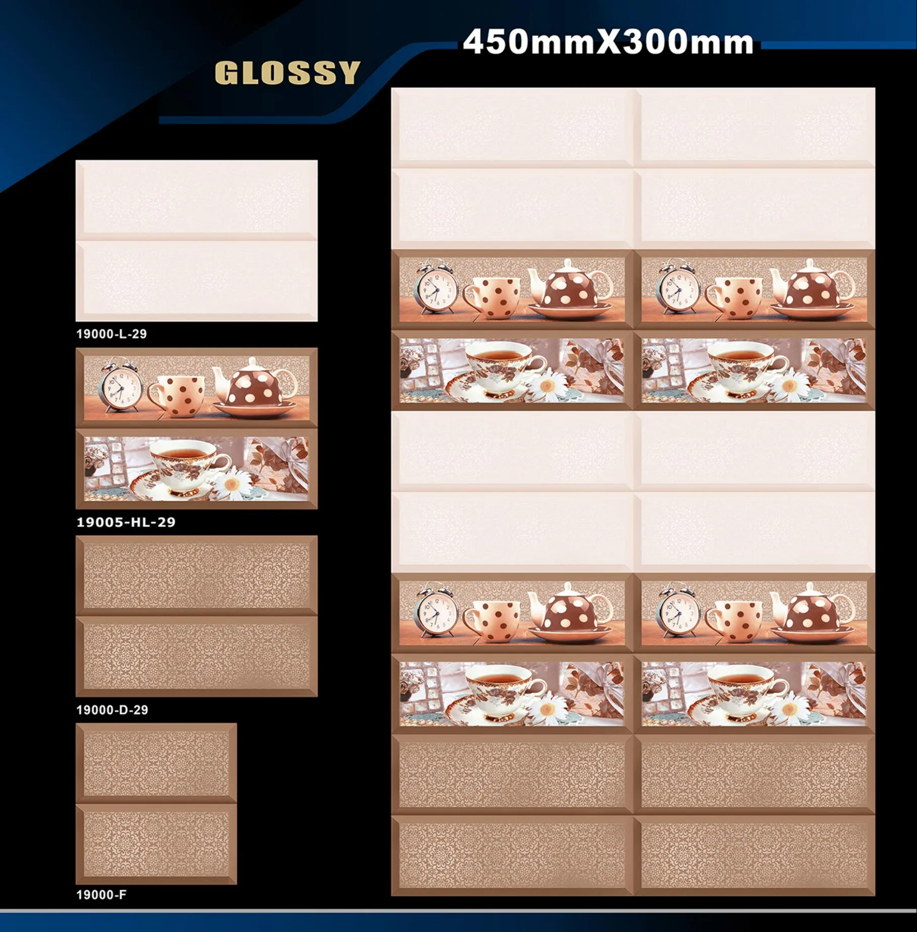 12 X 18 Kitchen 1001 To 24000 - Design 48 - 300x450mm Glossy