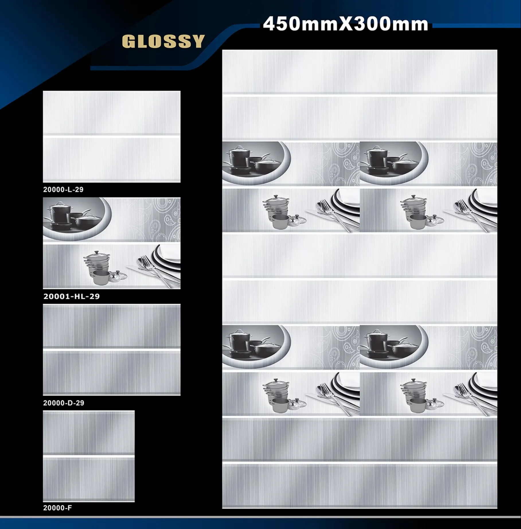 12 X 18 Kitchen 1001 To 24000 - Design 51 - 300x450mm Glossy