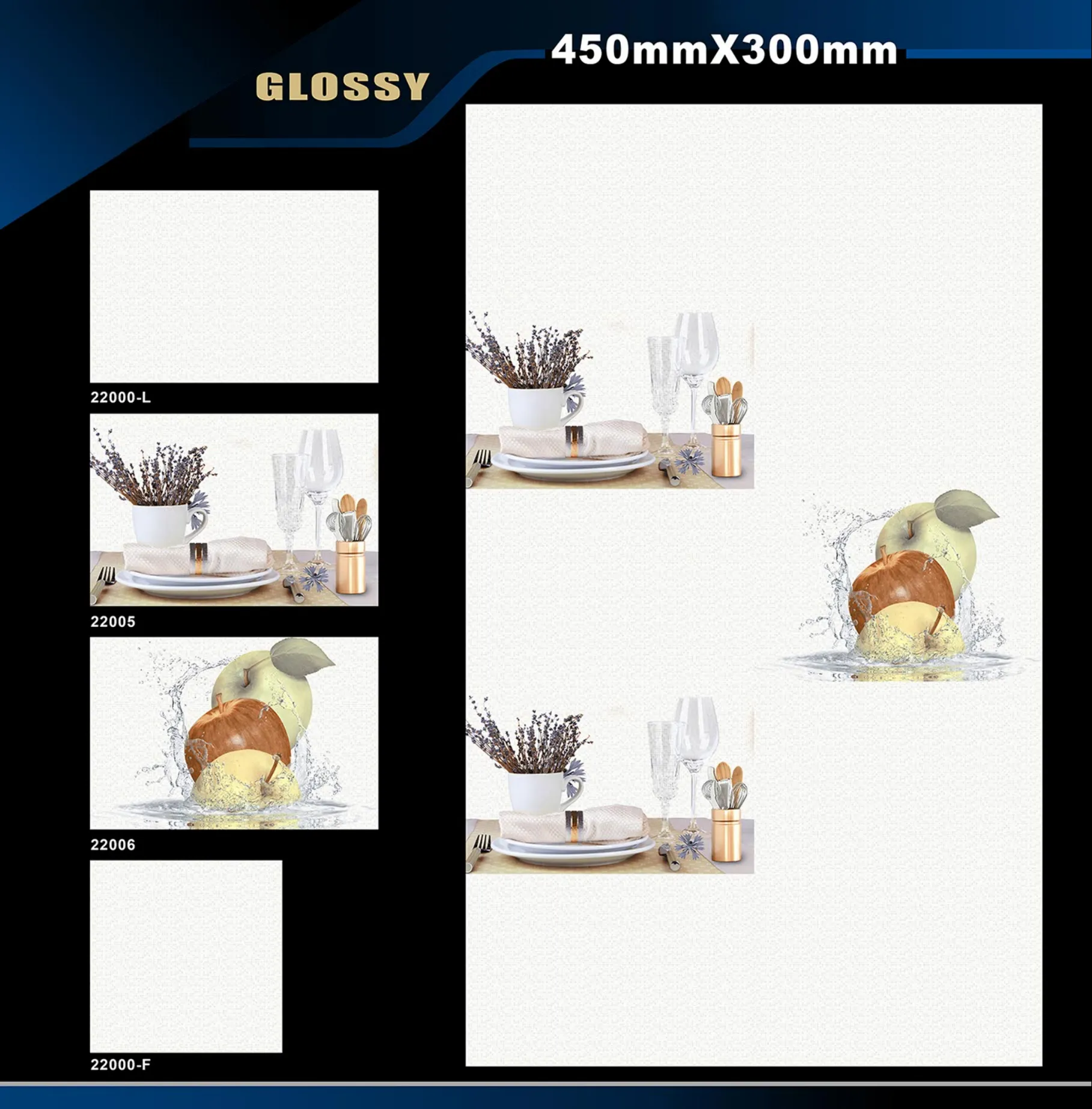 12 X 18 Kitchen 1001 To 24000 - Design 57 - 300x450mm Glossy