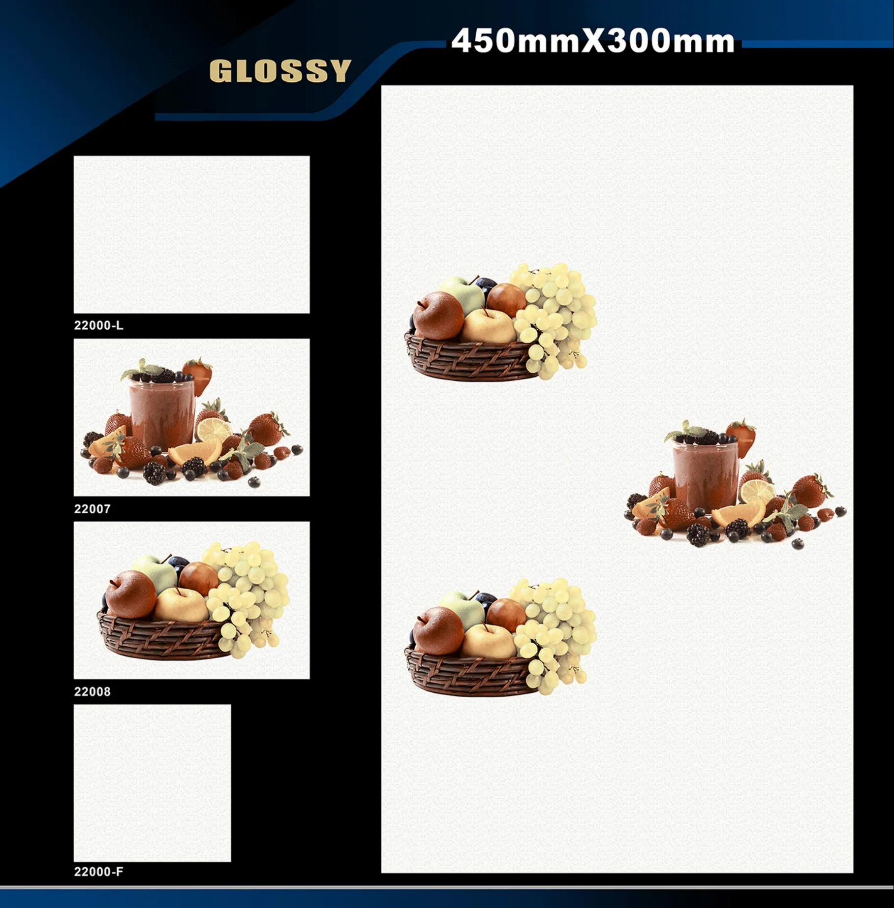12 X 18 Kitchen 1001 To 24000 - Design 58 - 300x450mm Glossy