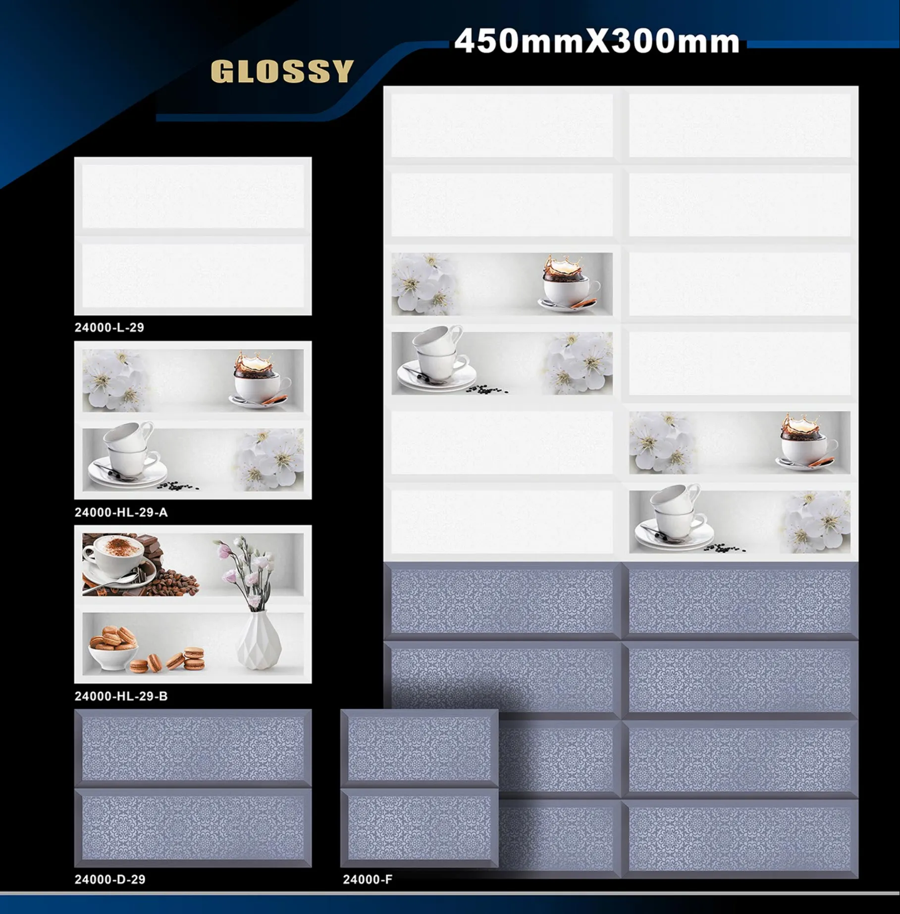 12 X 18 Kitchen 1001 To 24000 - Design 62 - 300x450mm Glossy