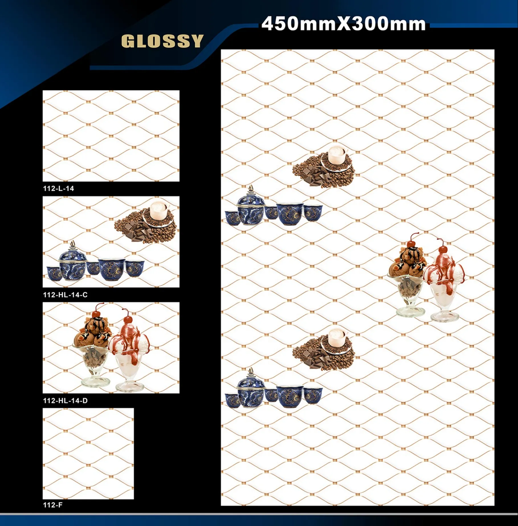 12 X 18 Kitchen 112 To 448 - Design 1 - 300x450mm Glossy