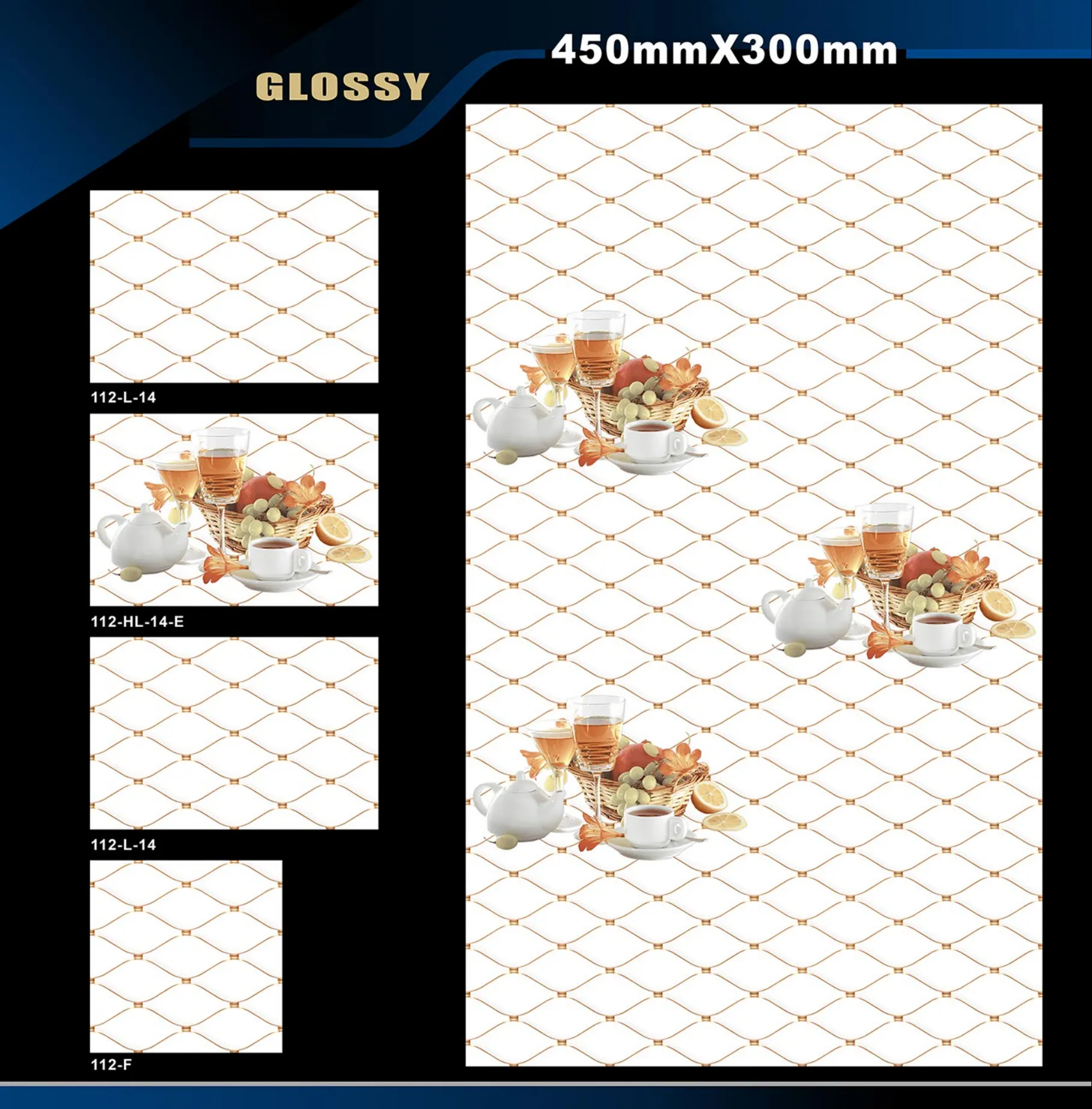 12 X 18 Kitchen 112 To 448 - Design 2 - 300x450mm Glossy