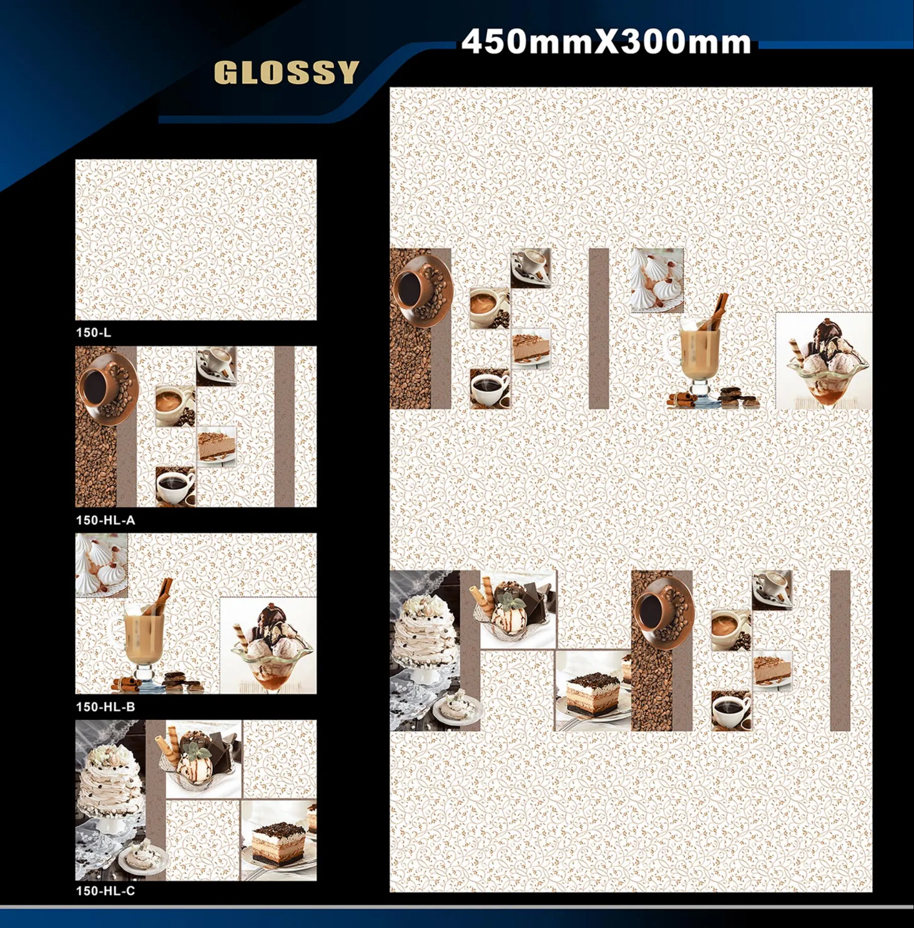 12 X 18 Kitchen 112 To 448 - Design 3 - 300x450mm Glossy