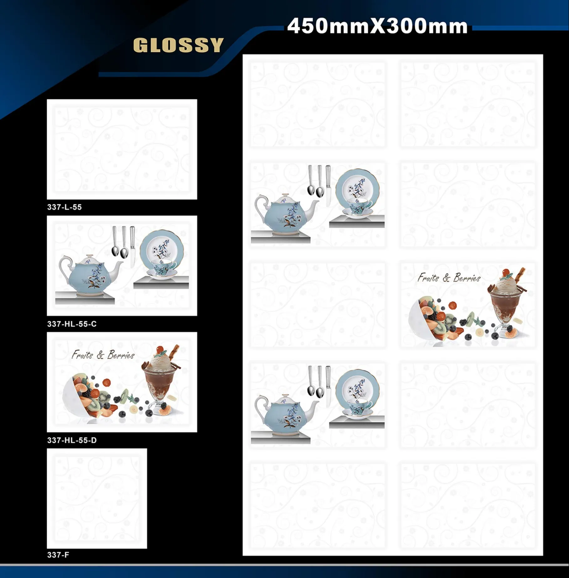 12 X 18 Kitchen 112 To 448 - Design 21 - 300x450mm Glossy