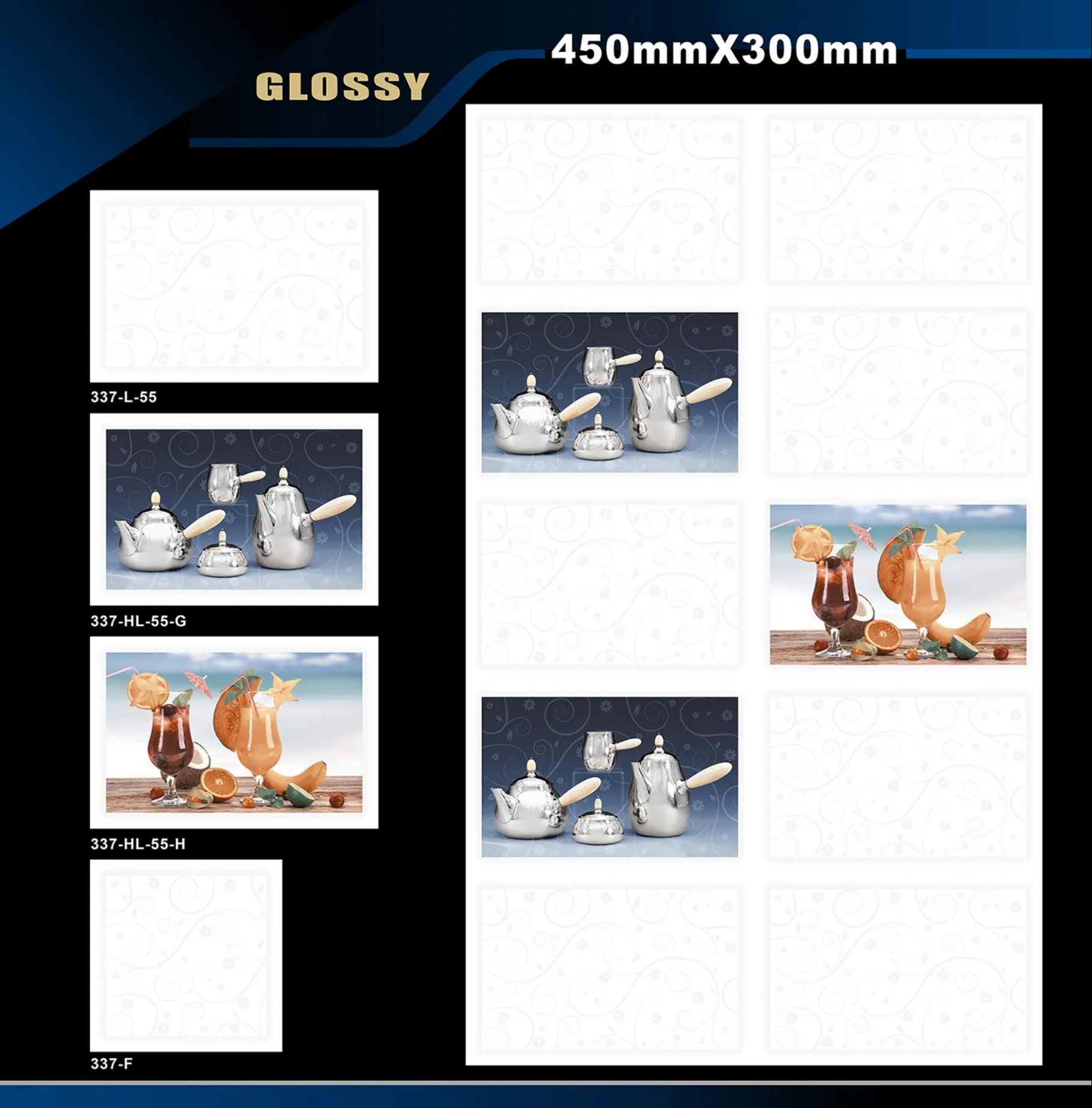 12 X 18 Kitchen 112 To 448 - Design 23 - 300x450mm Glossy