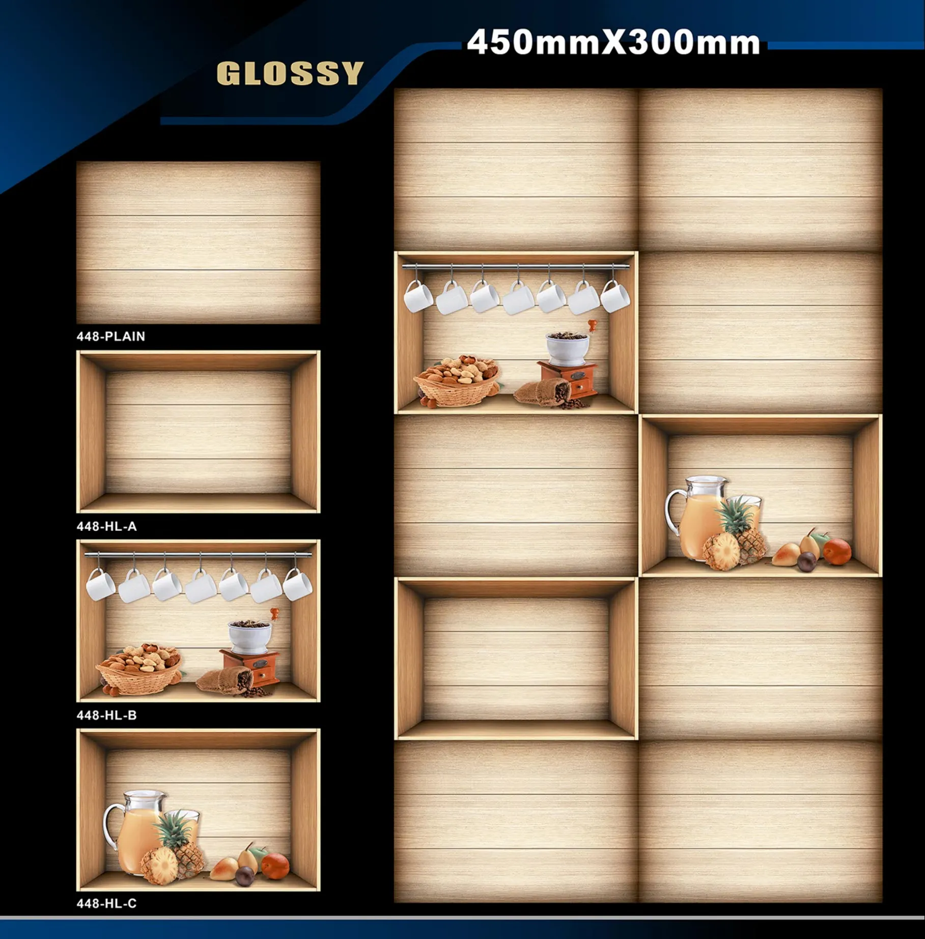 12 X 18 Kitchen 112 To 448 - Design 63 - 300x450mm Glossy