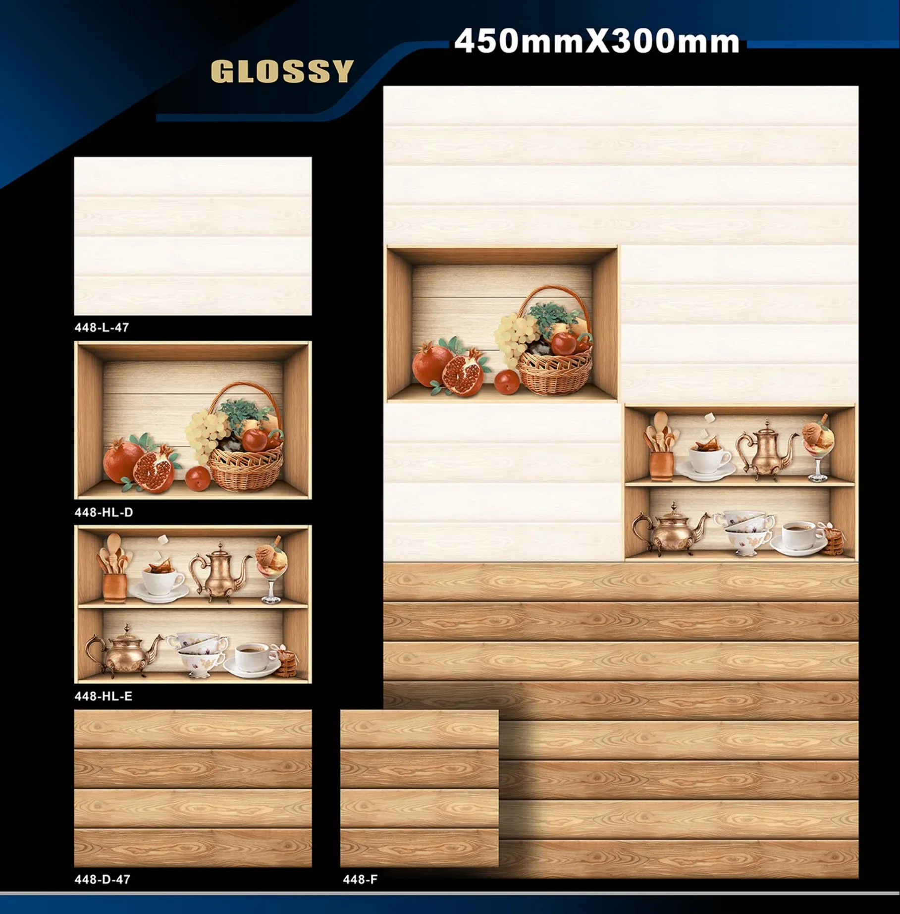12 X 18 Kitchen 112 To 448 - Design 64 - 300x450mm Glossy