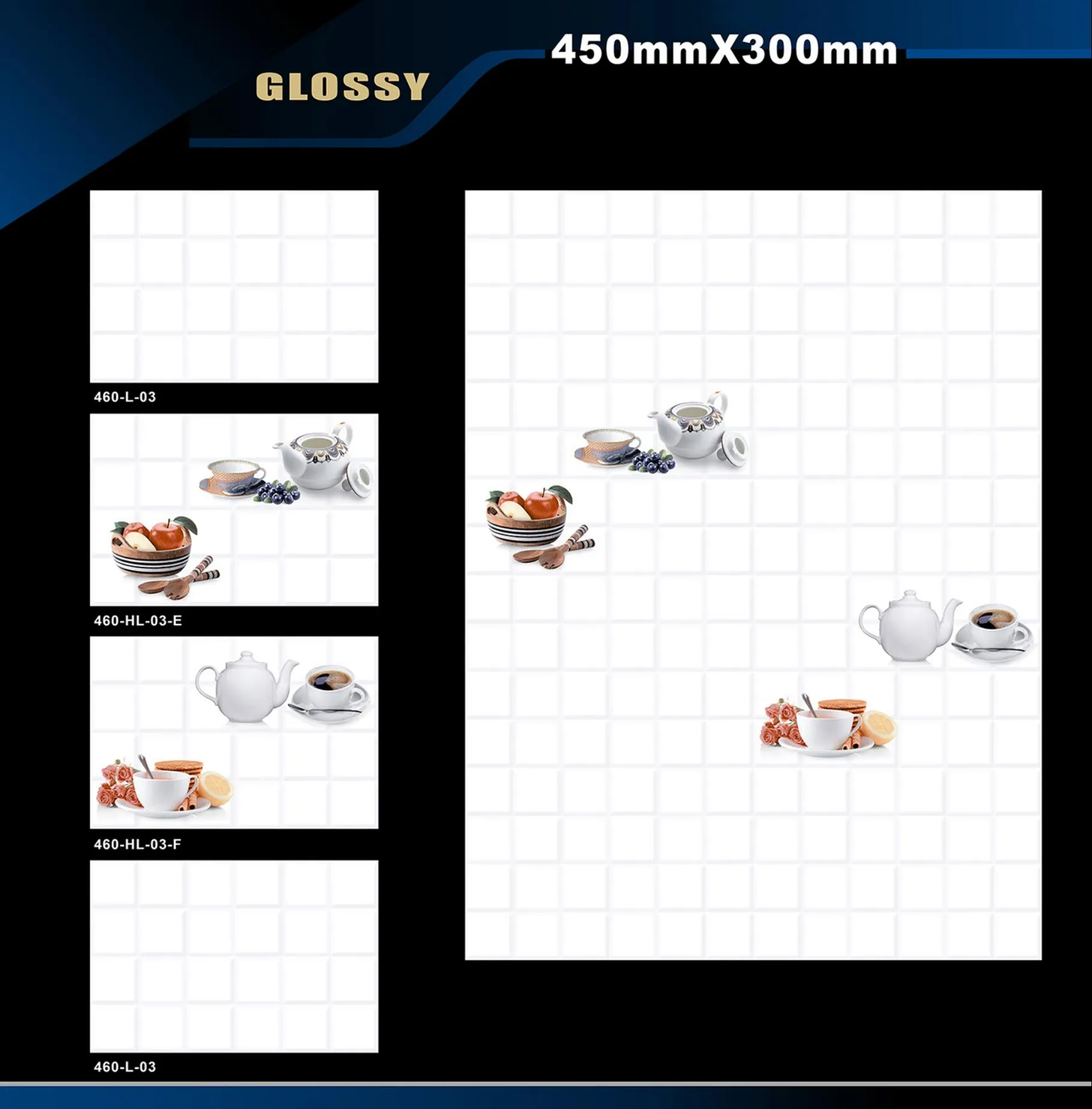 12 X 18 Kitchen 455 To 606 - Design 3 - 300x450mm Glossy