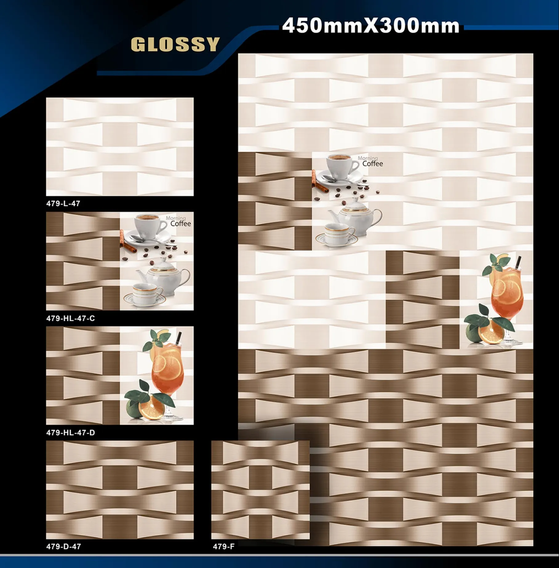 12 X 18 Kitchen 455 To 606 - Design 6 - 300x450mm Glossy