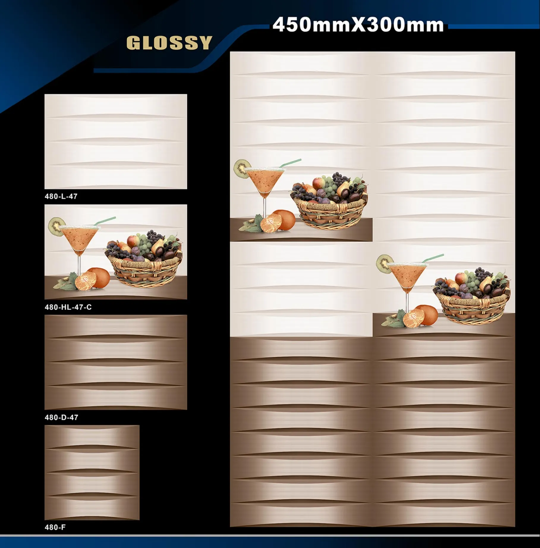 12 X 18 Kitchen 455 To 606 - Design 9 - 300x450mm Glossy