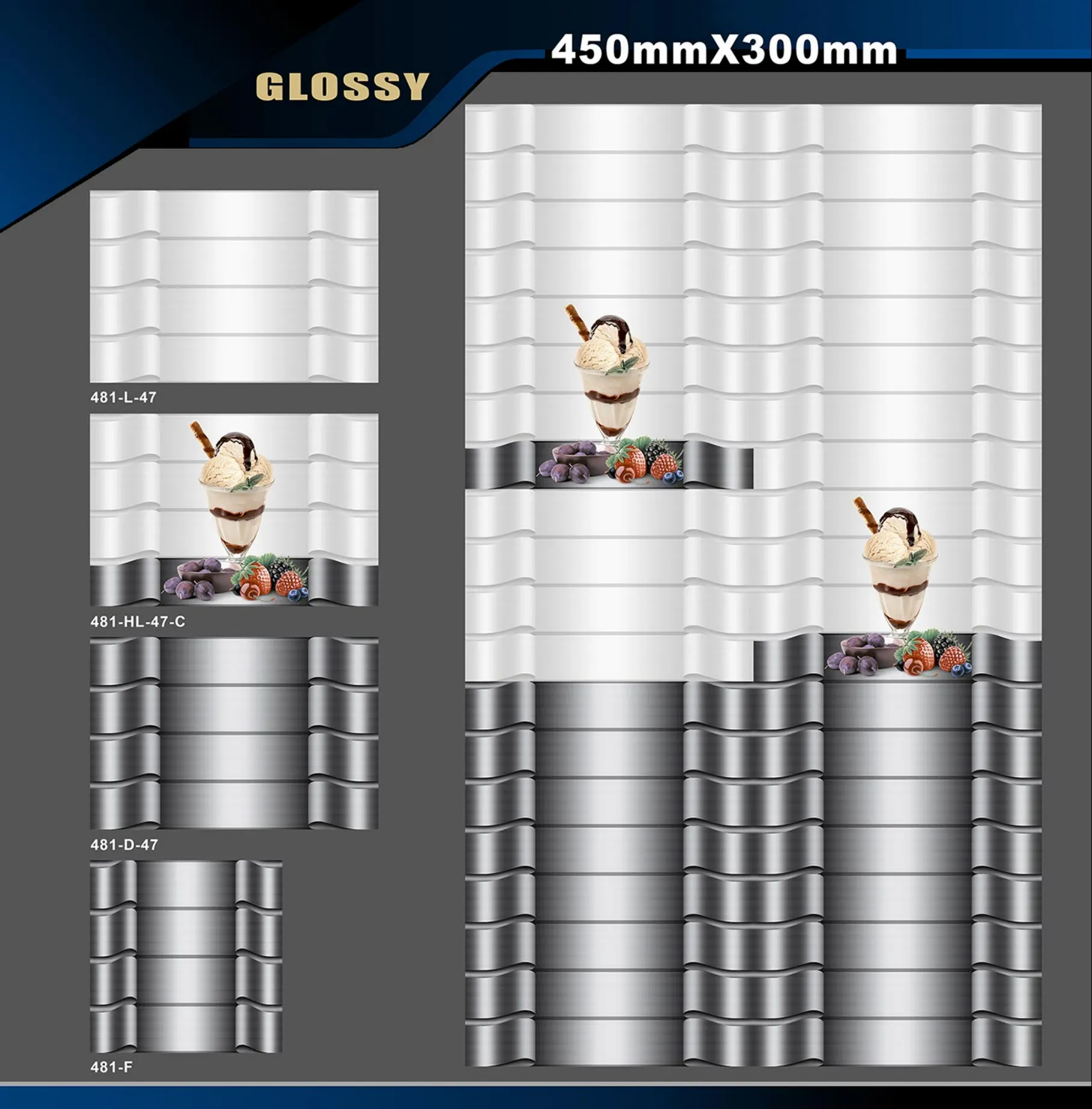 12 X 18 Kitchen 455 To 606 - Design 12 - 300x450mm Glossy