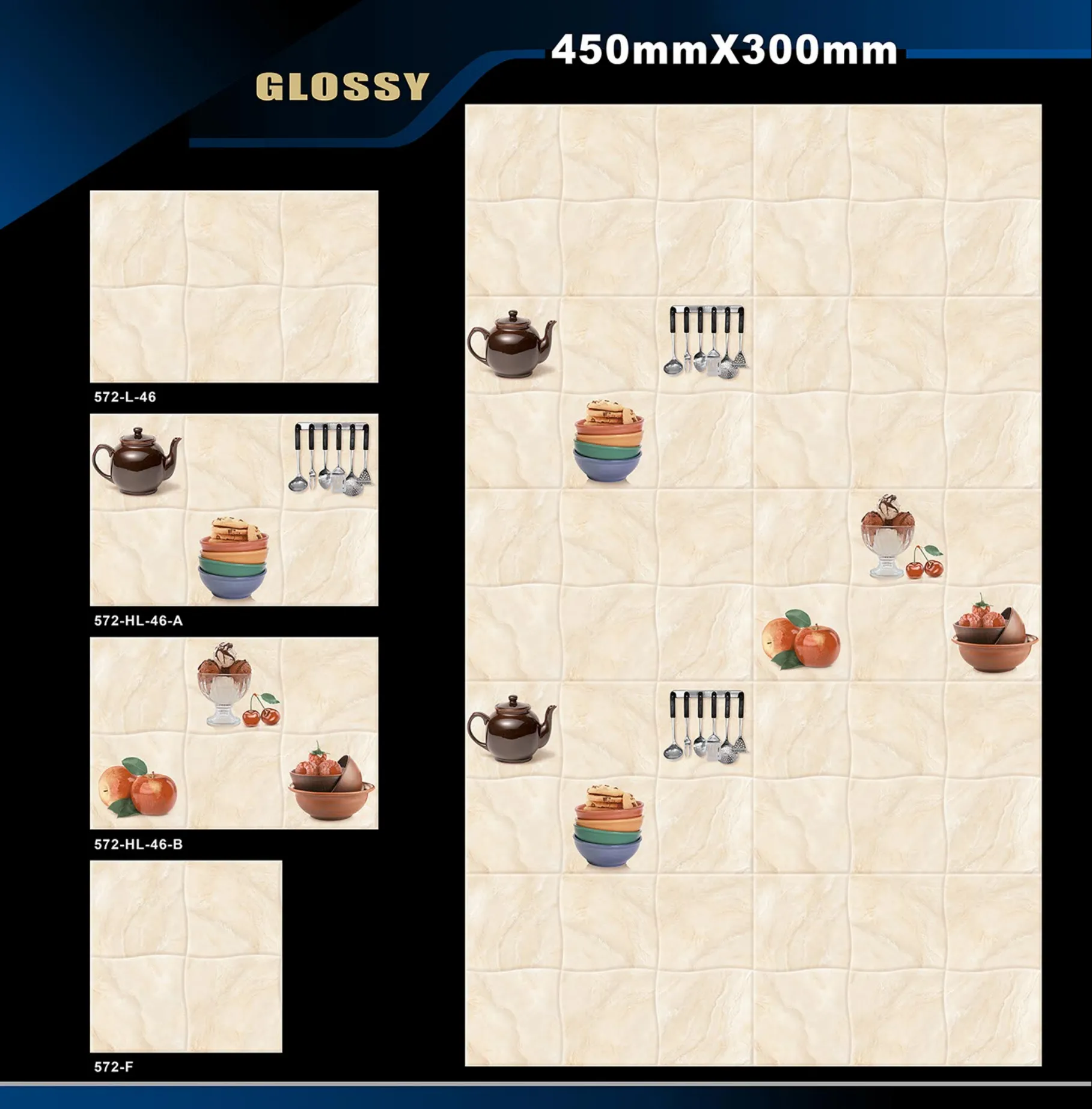 12 X 18 Kitchen 455 To 606 - Design 34 - 300x450mm Glossy