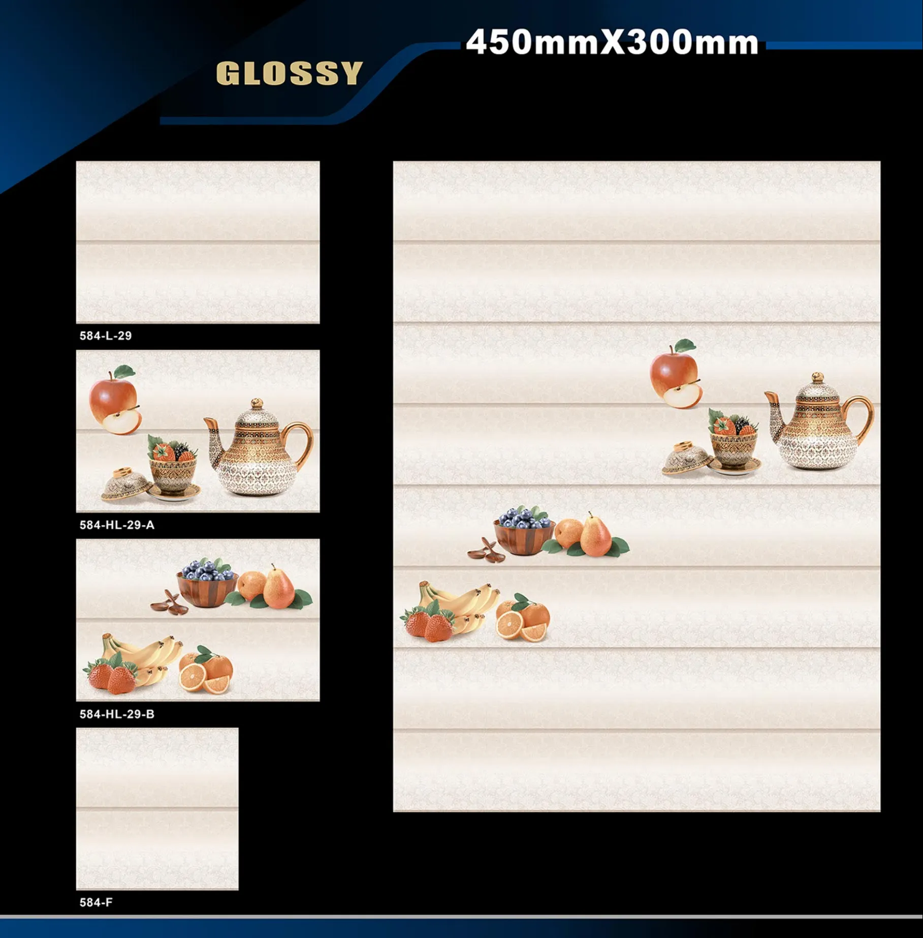 12 X 18 Kitchen 455 To 606 - Design 40 - 300x450mm Glossy