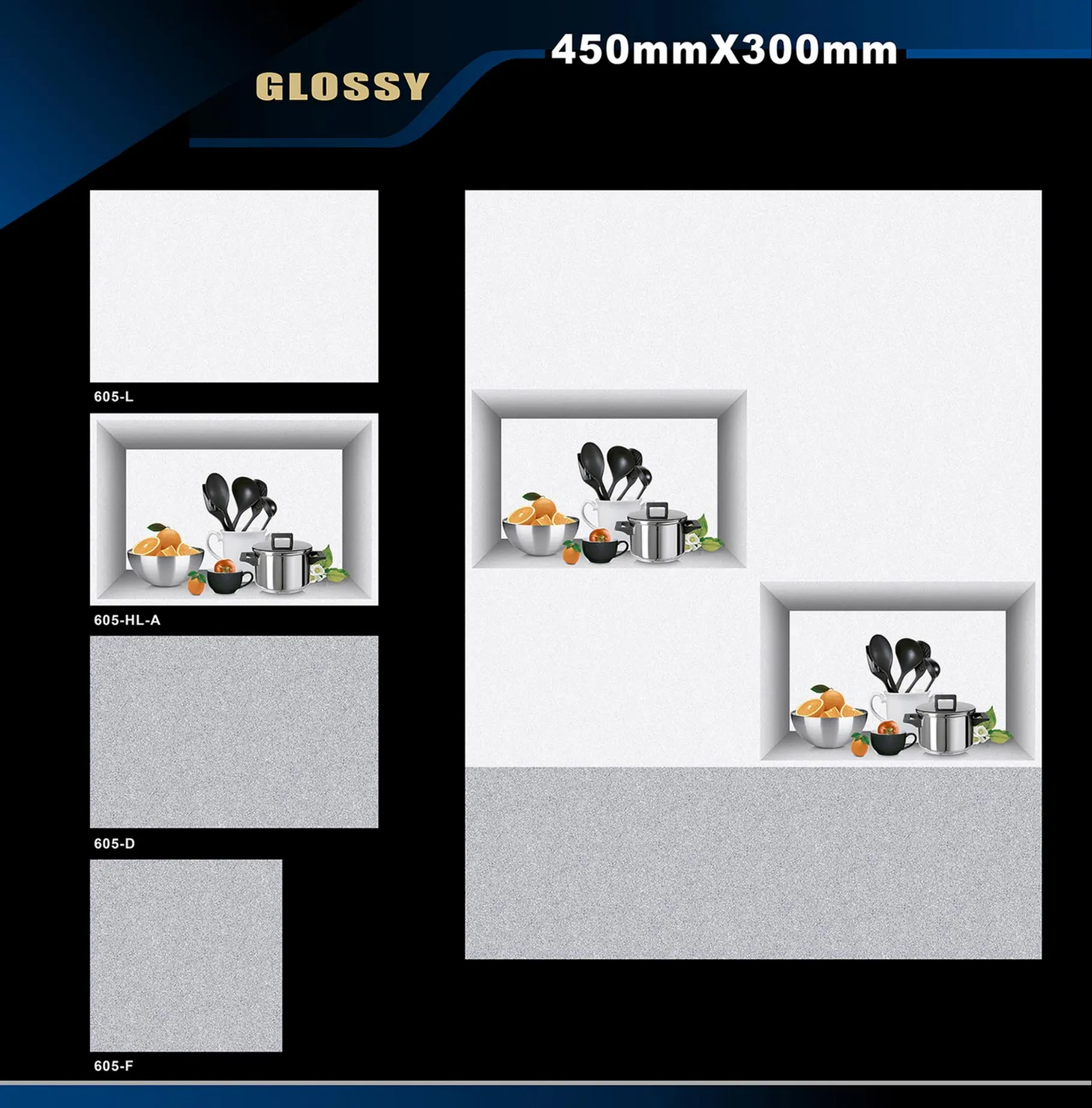 12 X 18 Kitchen 455 To 606 - Design 51 - 300x450mm Glossy
