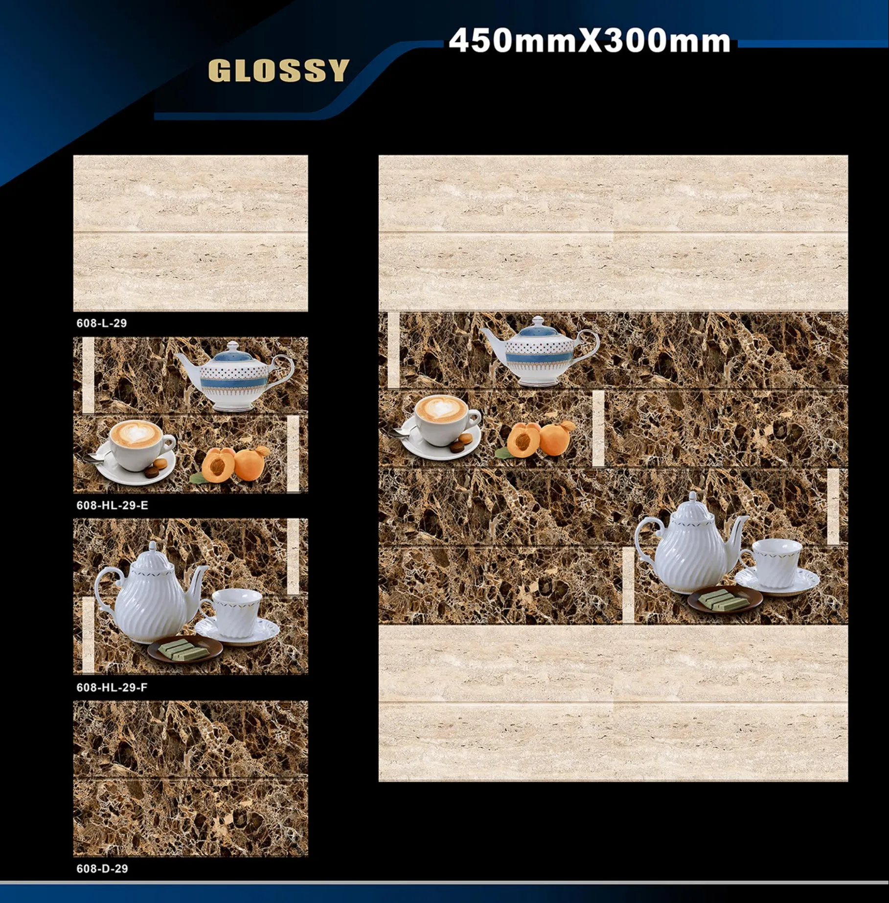 12 X 18 Kitchen 608 To 737 - Design 2 - 300x450mm Glossy