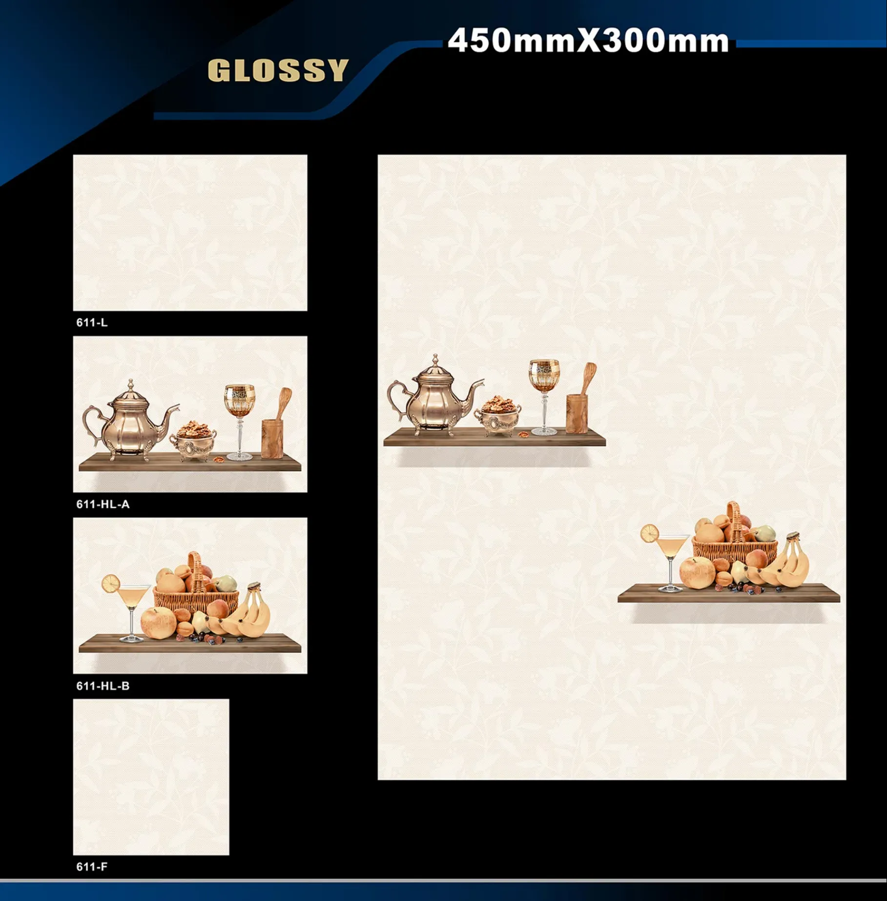 12 X 18 Kitchen 608 To 737 - Design 7 - 300x450mm Glossy