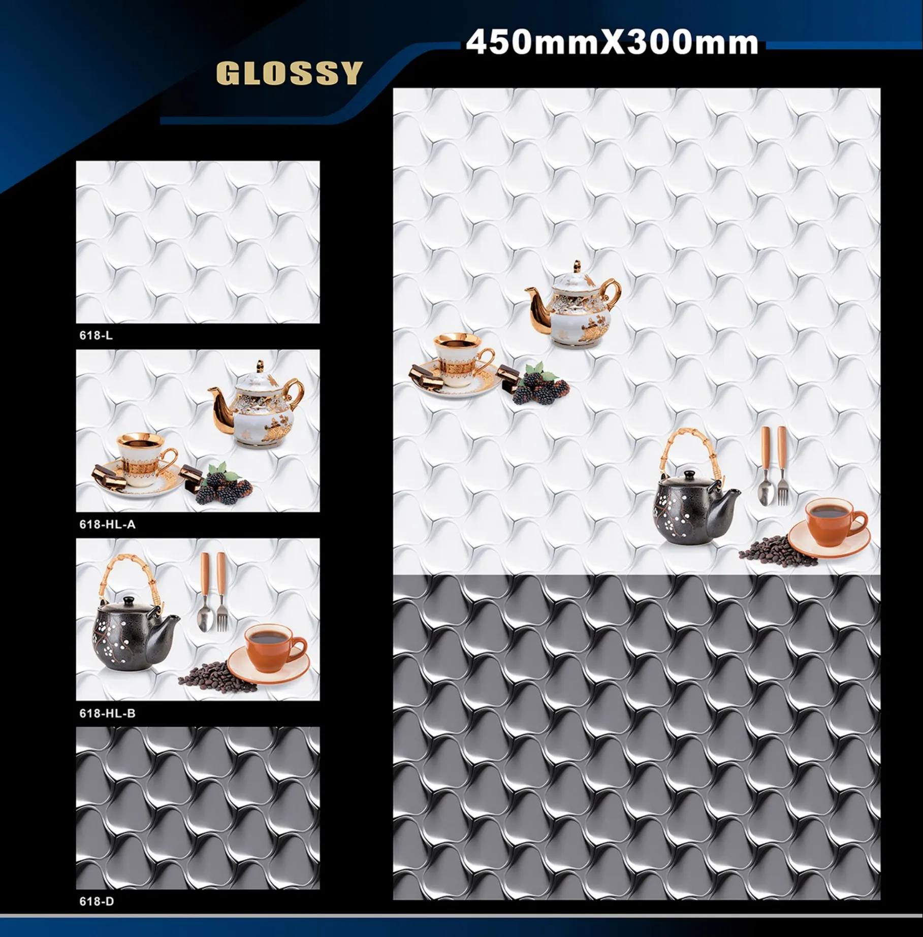 12 X 18 Kitchen 608 To 737 - Design 9 - 300x450mm Glossy