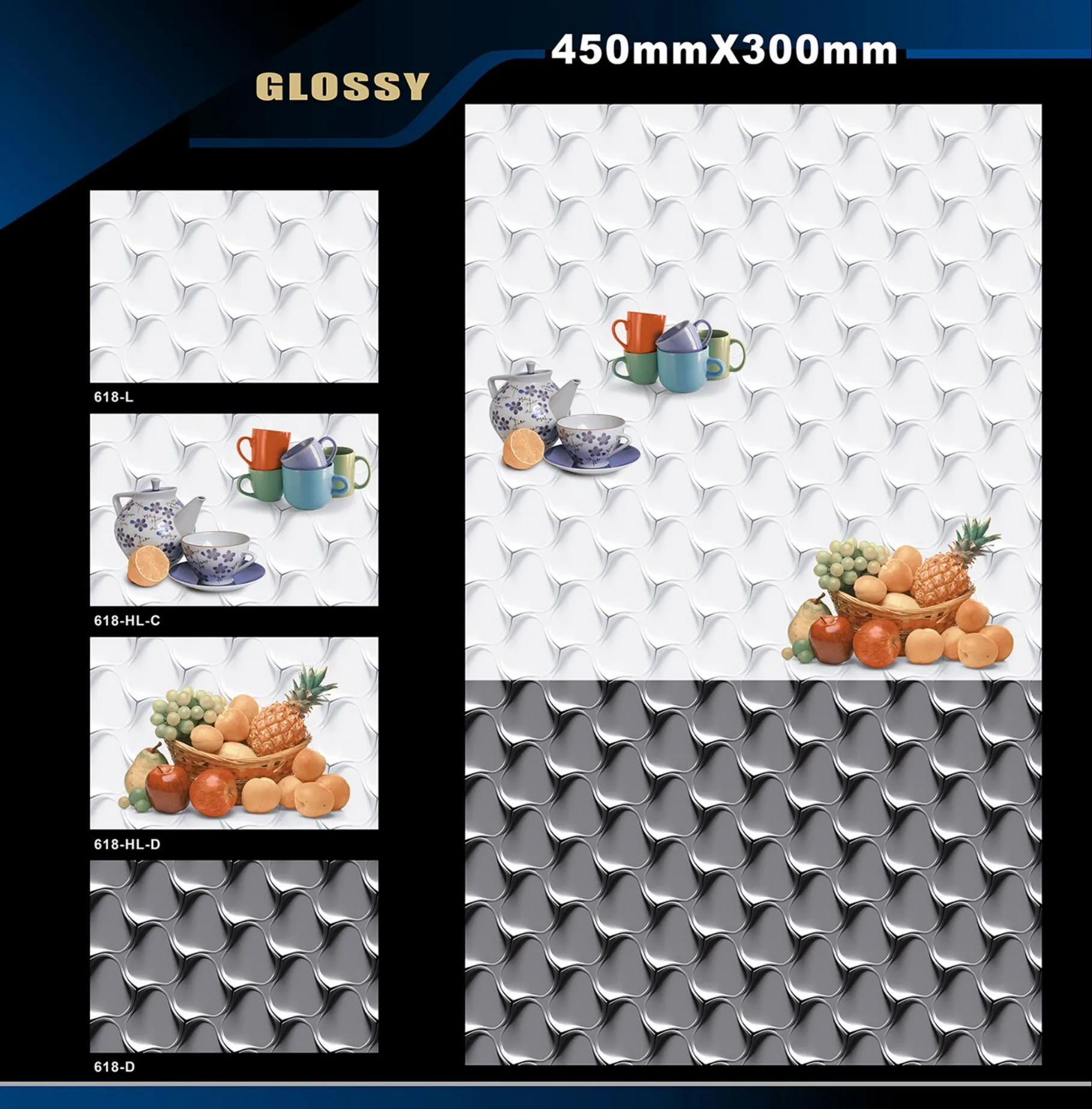 12 X 18 Kitchen 608 To 737 - Design 10 - 300x450mm Glossy