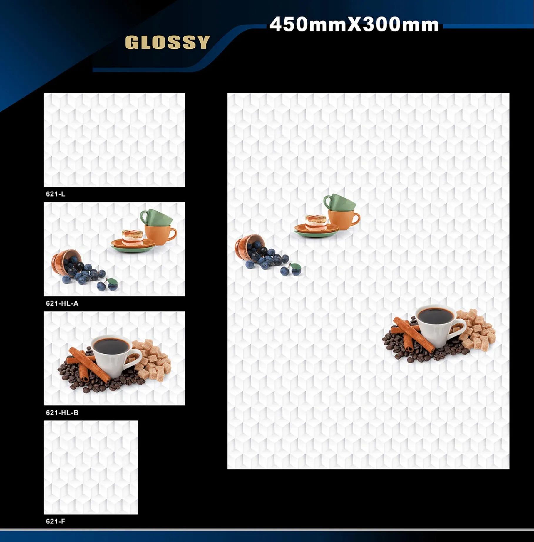 12 X 18 Kitchen 608 To 737 - Design 12 - 300x450mm Glossy