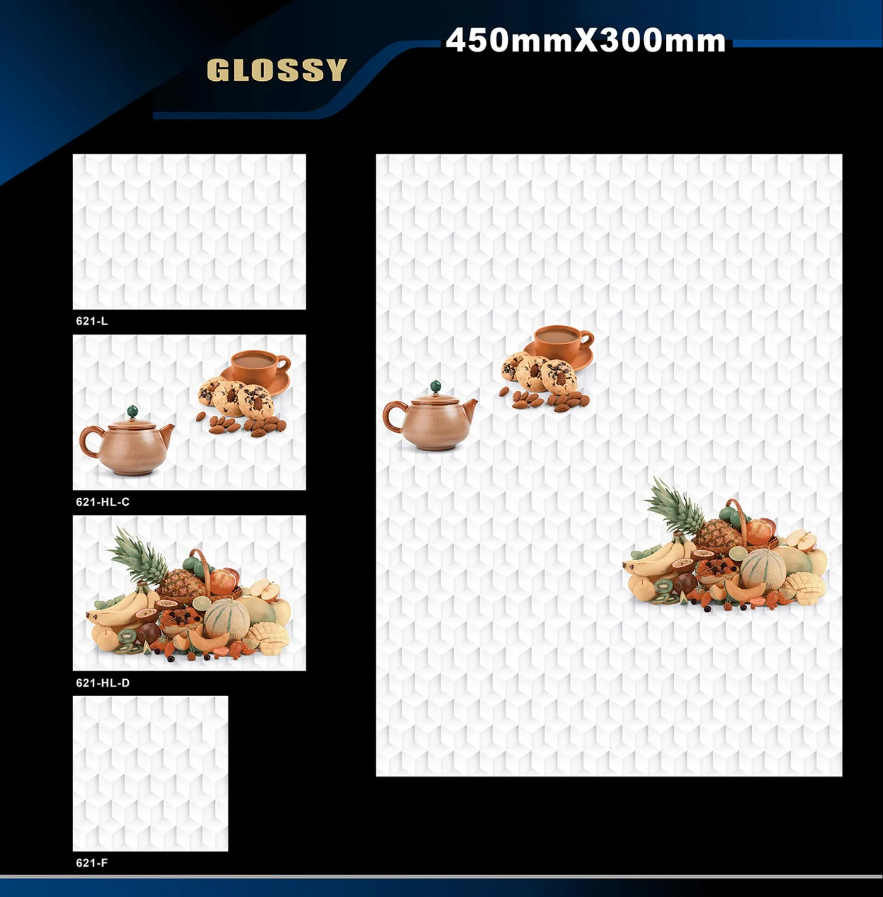 12 X 18 Kitchen 608 To 737 - Design 13 - 300x450mm Glossy
