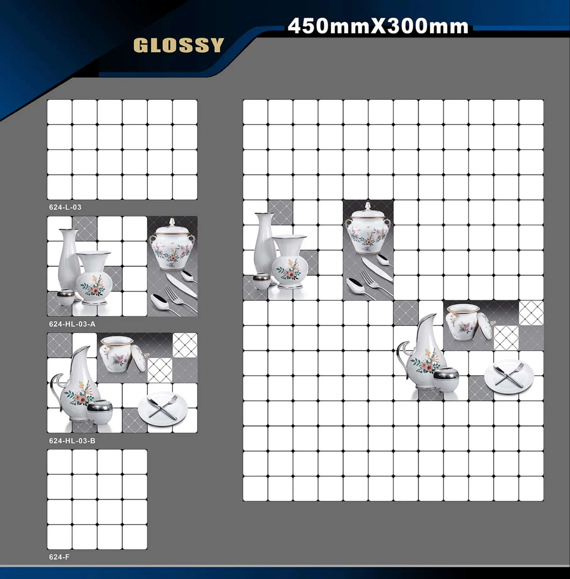 12 X 18 Kitchen 608 To 737 - Design 15 - 300x450mm Glossy